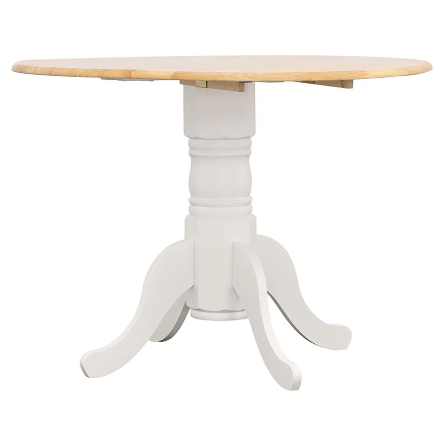 Allison - 5 Piece Round Drop Leaf Dining Table Set - White - Image 3