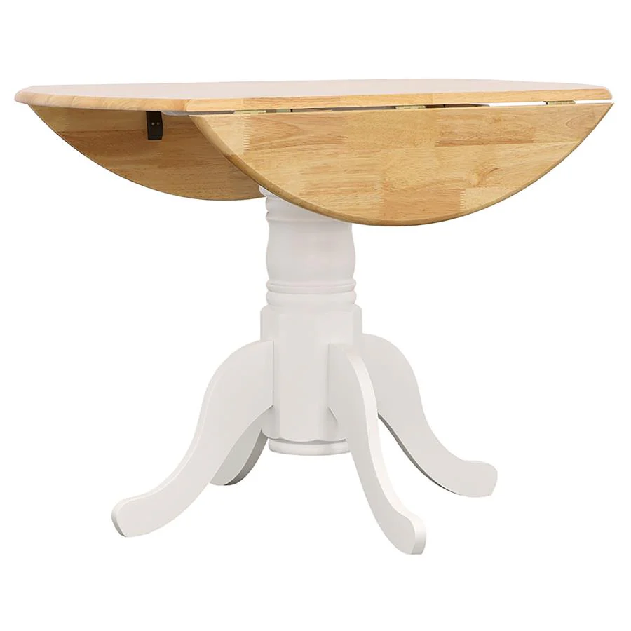 Allison - 5 Piece Round Drop Leaf Dining Table Set - White - Image 4