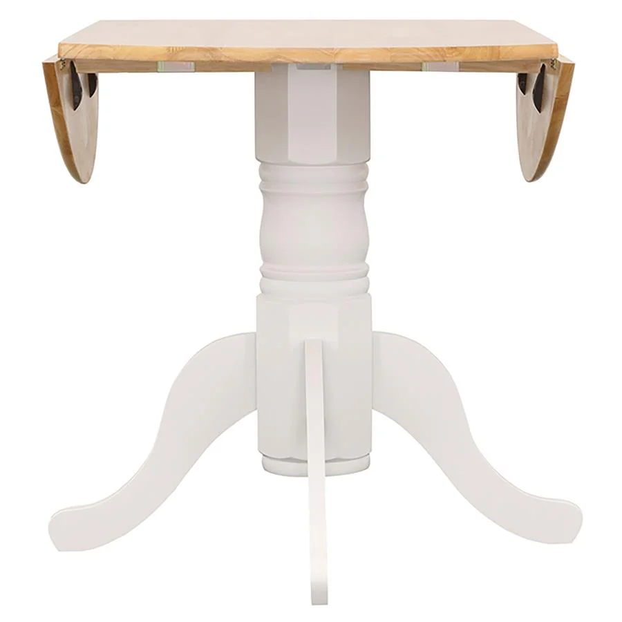 Allison - 5 Piece Round Drop Leaf Dining Table Set - White - Image 5