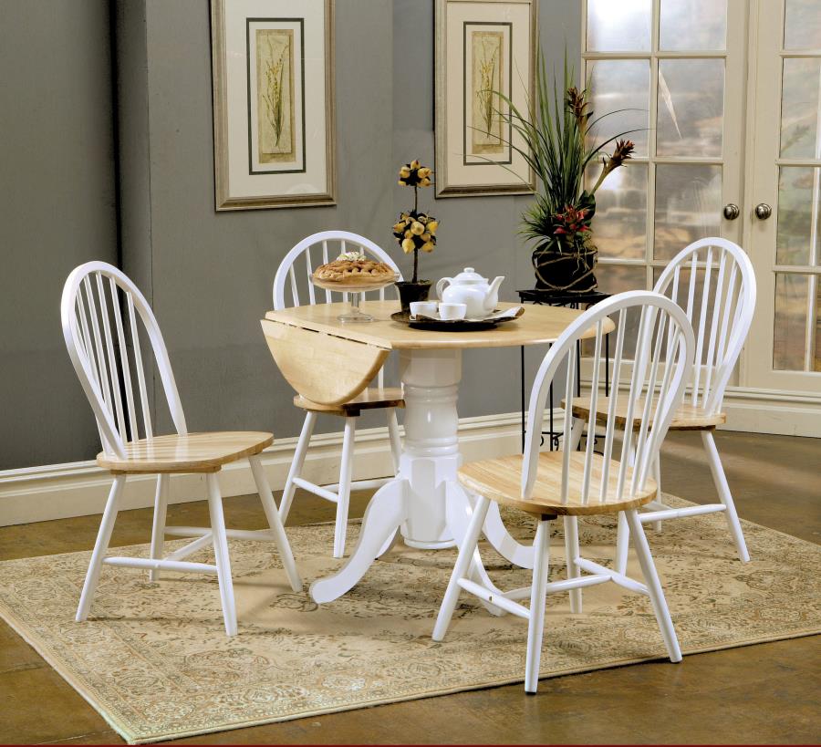 Allison - Round Drop Leaf Extension Dining Table - White - Image 13