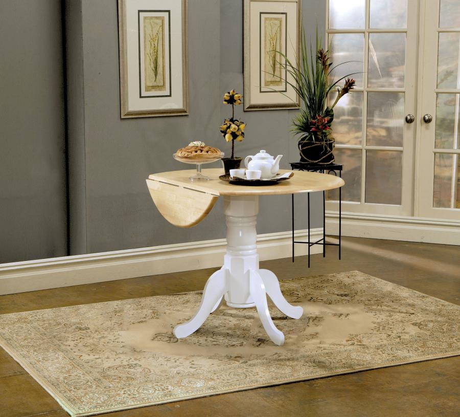 Allison - Round Drop Leaf Extension Dining Table - White - Image 2