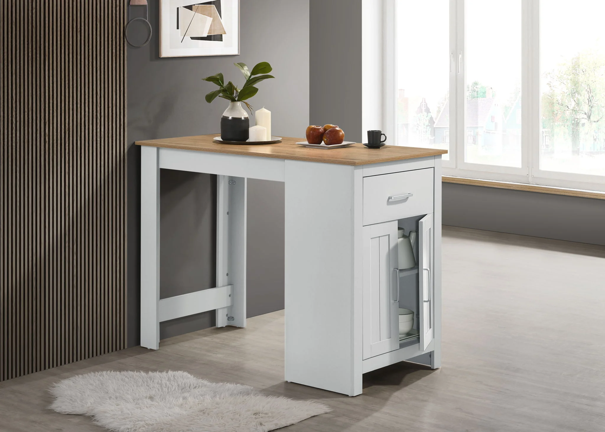 Alonzo - Small Space Counter Height Dining Table With Cabinet, Drawer, And 2 Ergonomic Counter Stools (Set of 3) - Image 11