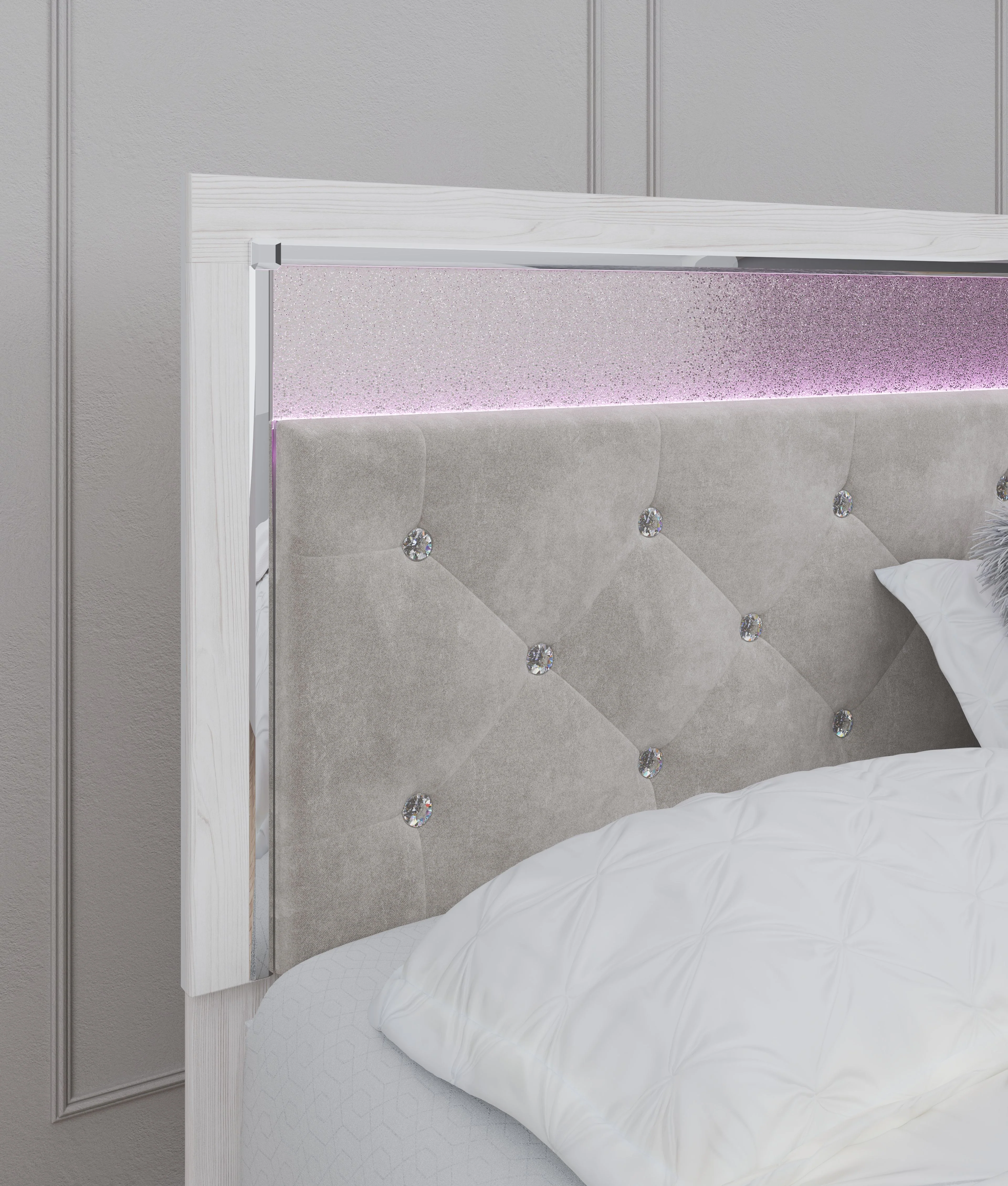 Altyra - King Panel Bed With Upholstered Headboard - White - Image 3