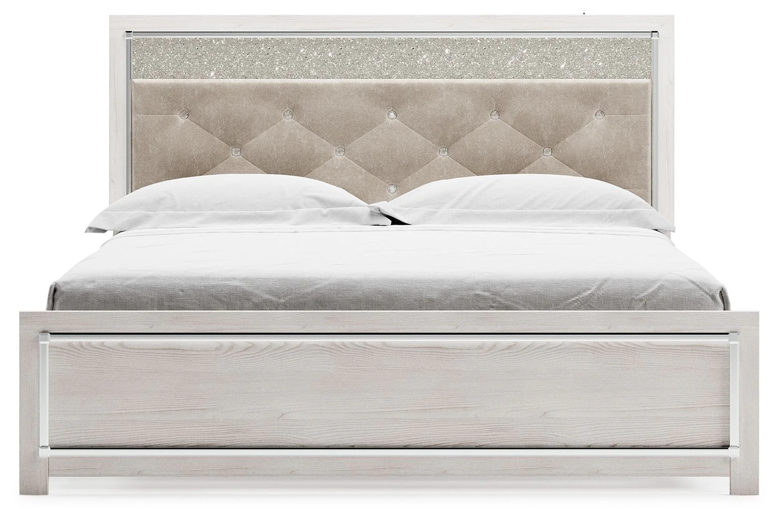 Altyra - King Panel Bed With Upholstered Headboard - White - Image 8
