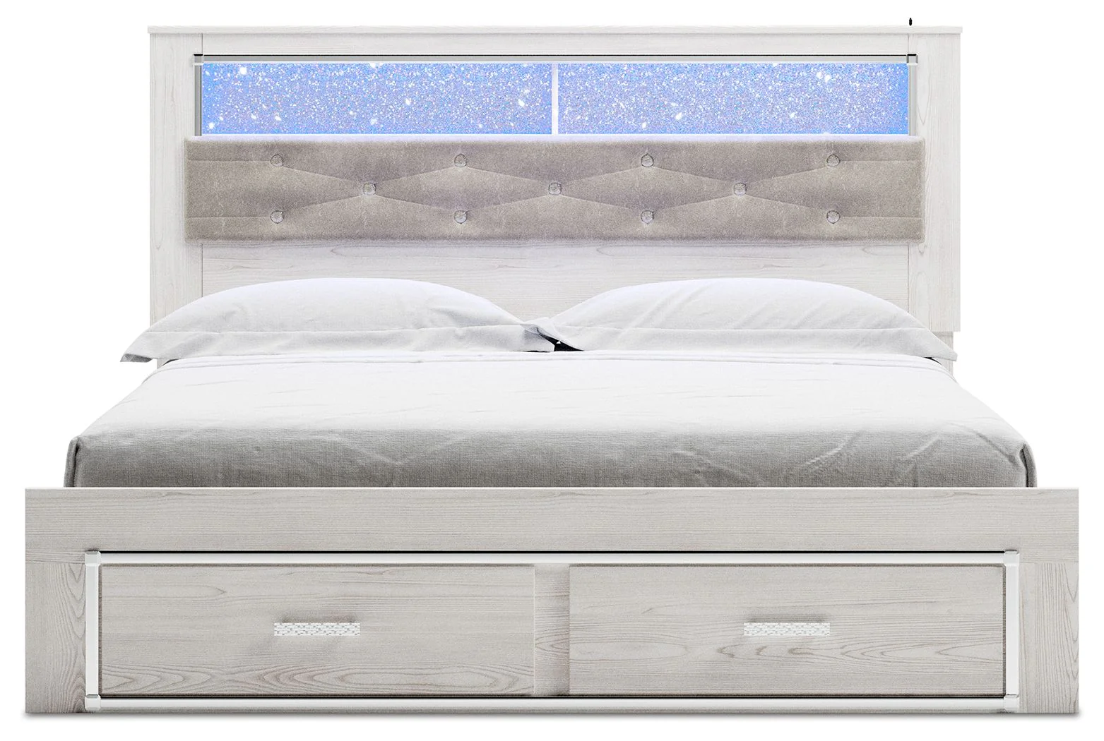 Altyra - King Upholstered Bookcase Bed With Storage - White - Image 2