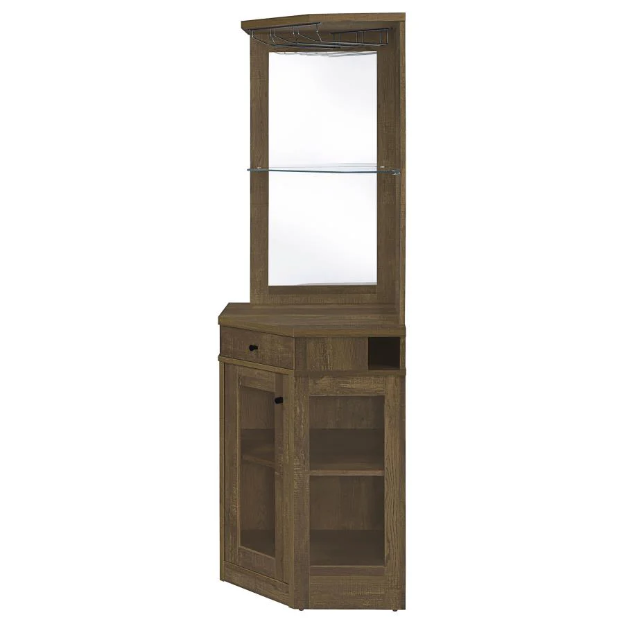 Alviso - 1-Drawer Corner Home Bar Wine Cabinet - Rustic Oak - Image 5