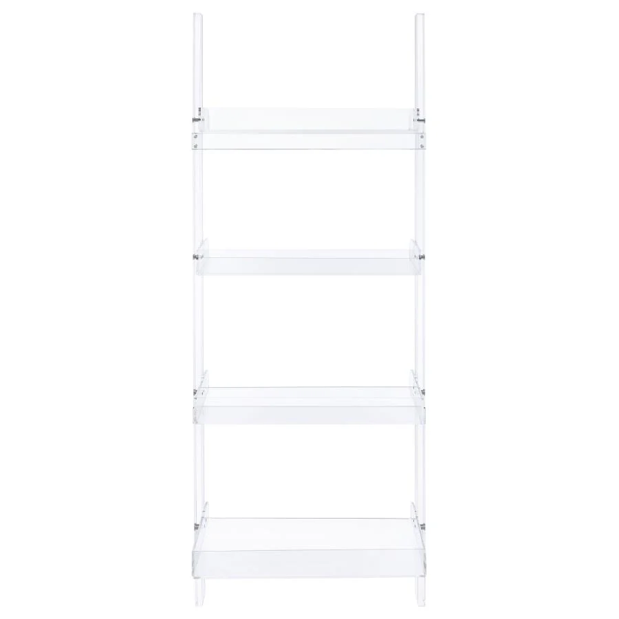 Amaturo - 4-Shelf Acrylic Ladder Bookshelf - Clear - Image 6