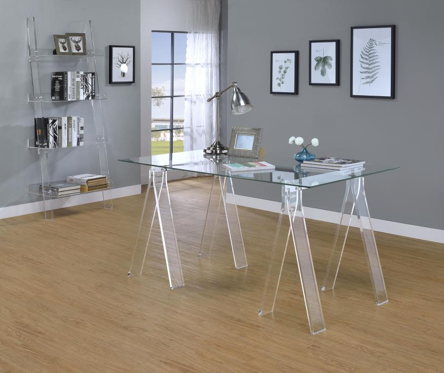 Amaturo - 4-Shelf Acrylic Ladder Bookshelf - Clear - Image 8