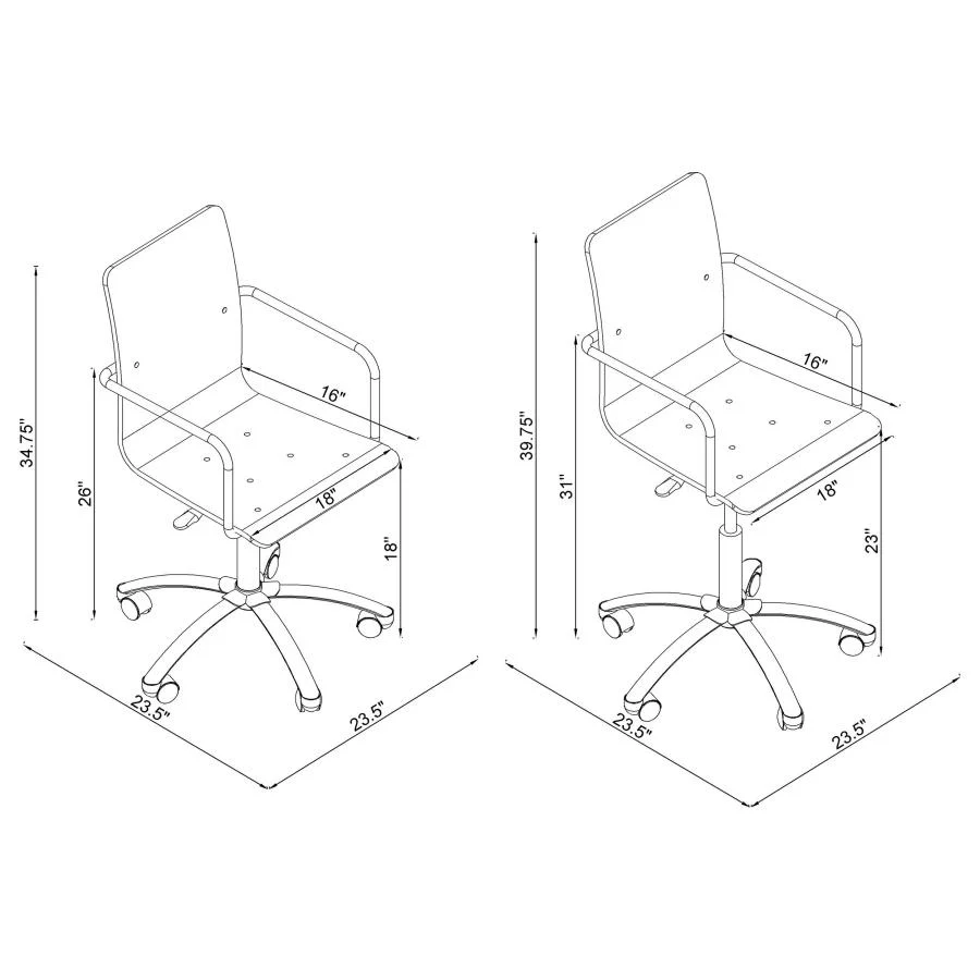 Amaturo - Acrylic Adjustable Home Office Desk Chair - Clear - Image 10