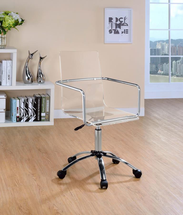 Amaturo - Acrylic Adjustable Home Office Desk Chair - Clear - Image 2