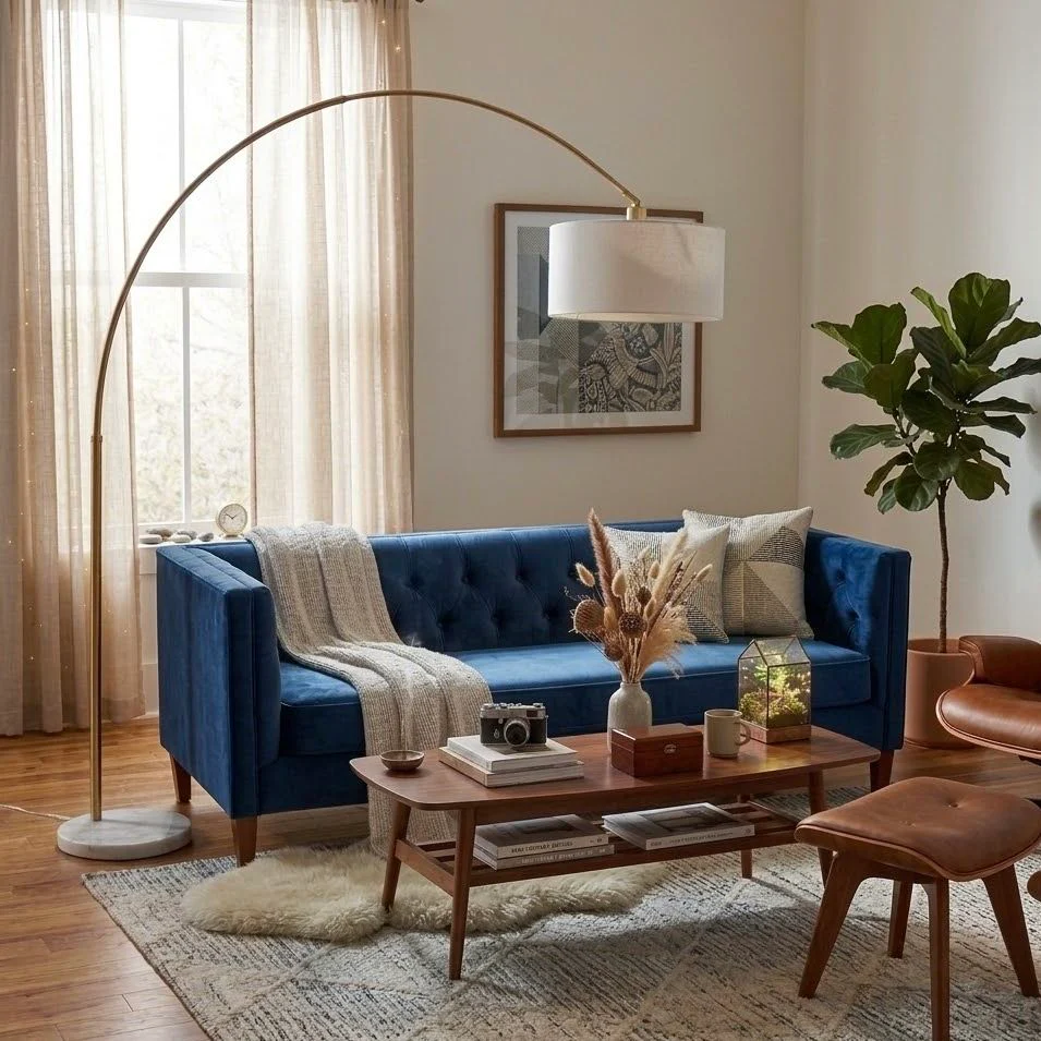 Ambient - Arch Floor Lamp With Large Shade - Gold / White - Image 5