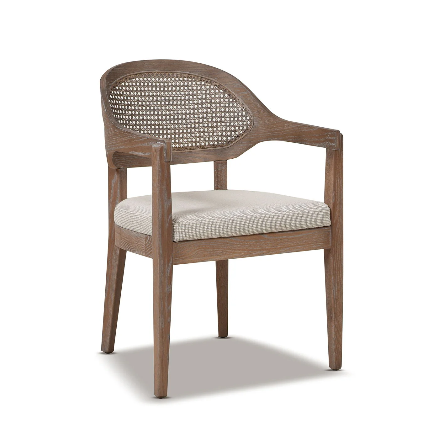 Americana - Mid-Century Modern Cane Back Dining Chair Textured Weave - Taupe Beige - Image 6