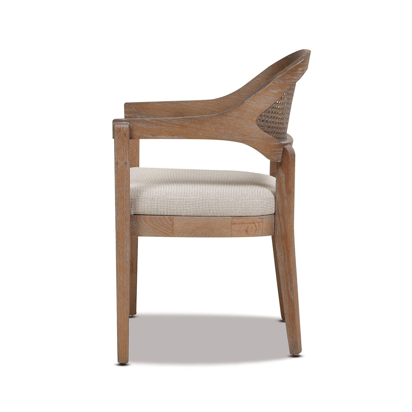 Americana - Mid-Century Modern Cane Back Dining Chair Textured Weave - Taupe Beige - Image 8