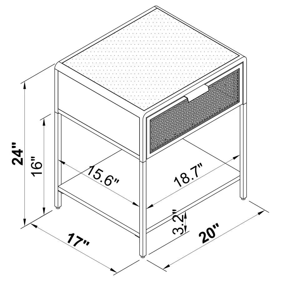 Amherst - 1-Drawer Radio Weave Rattan Metal Side Table - Image 19