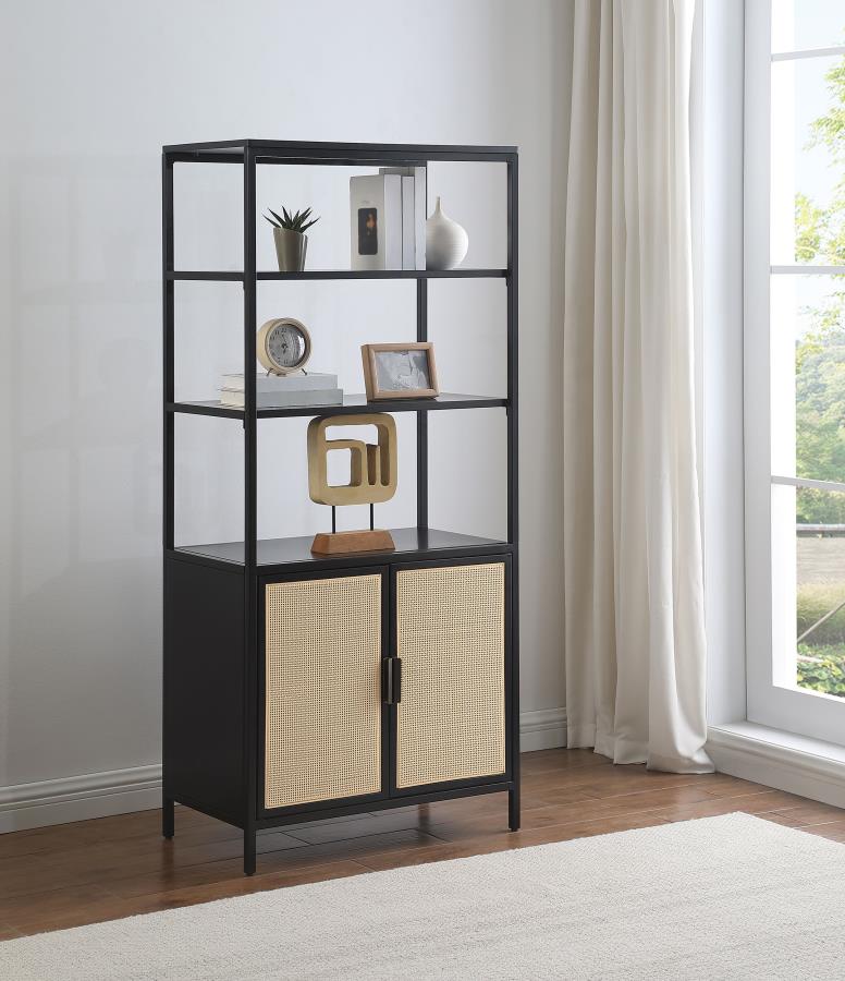 Amherst - 3-Shelf Radio Weave Cane Metal Accent Cabinet - Image 3