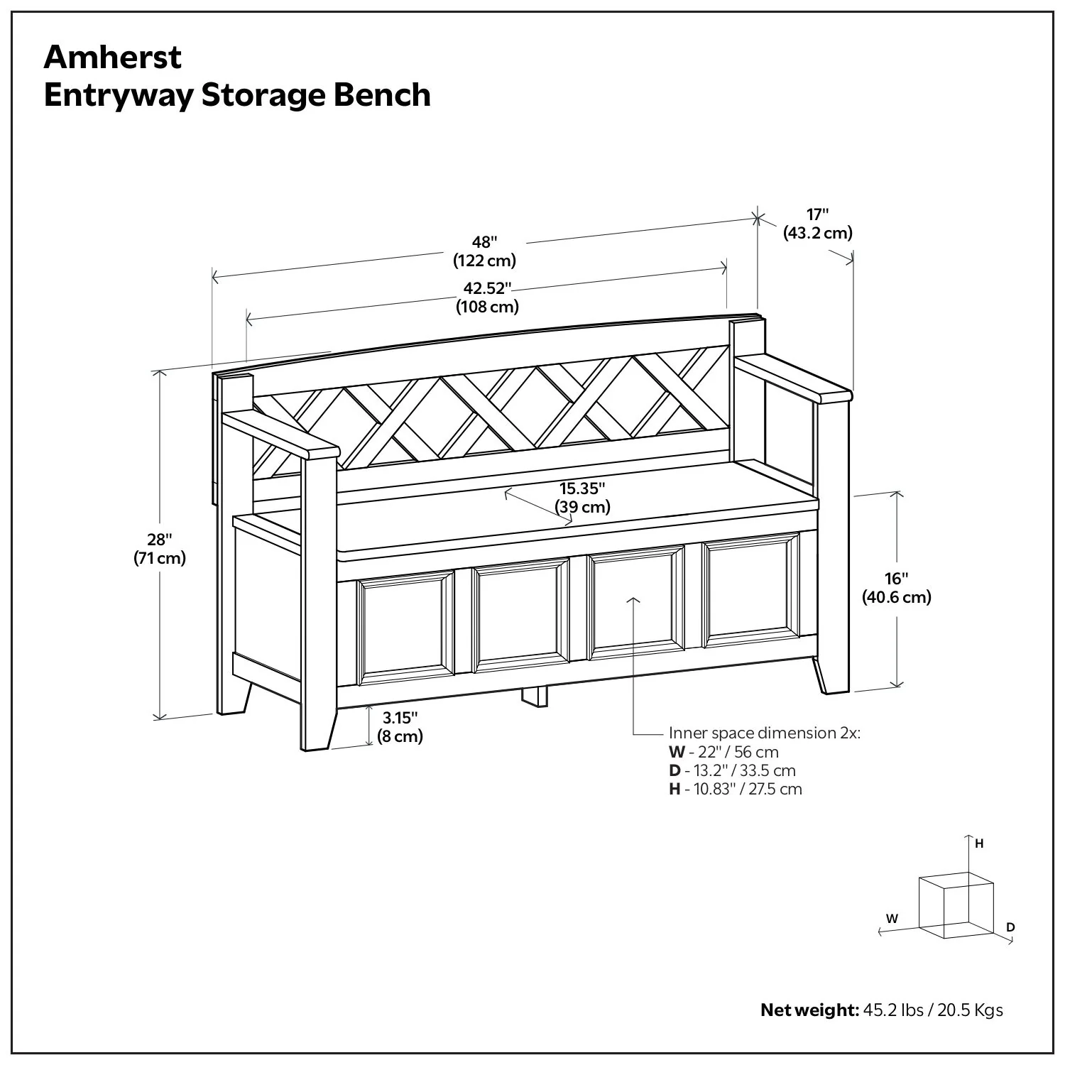 Amherst - Entryway Storage Bench - Hickory Brown - Image 3