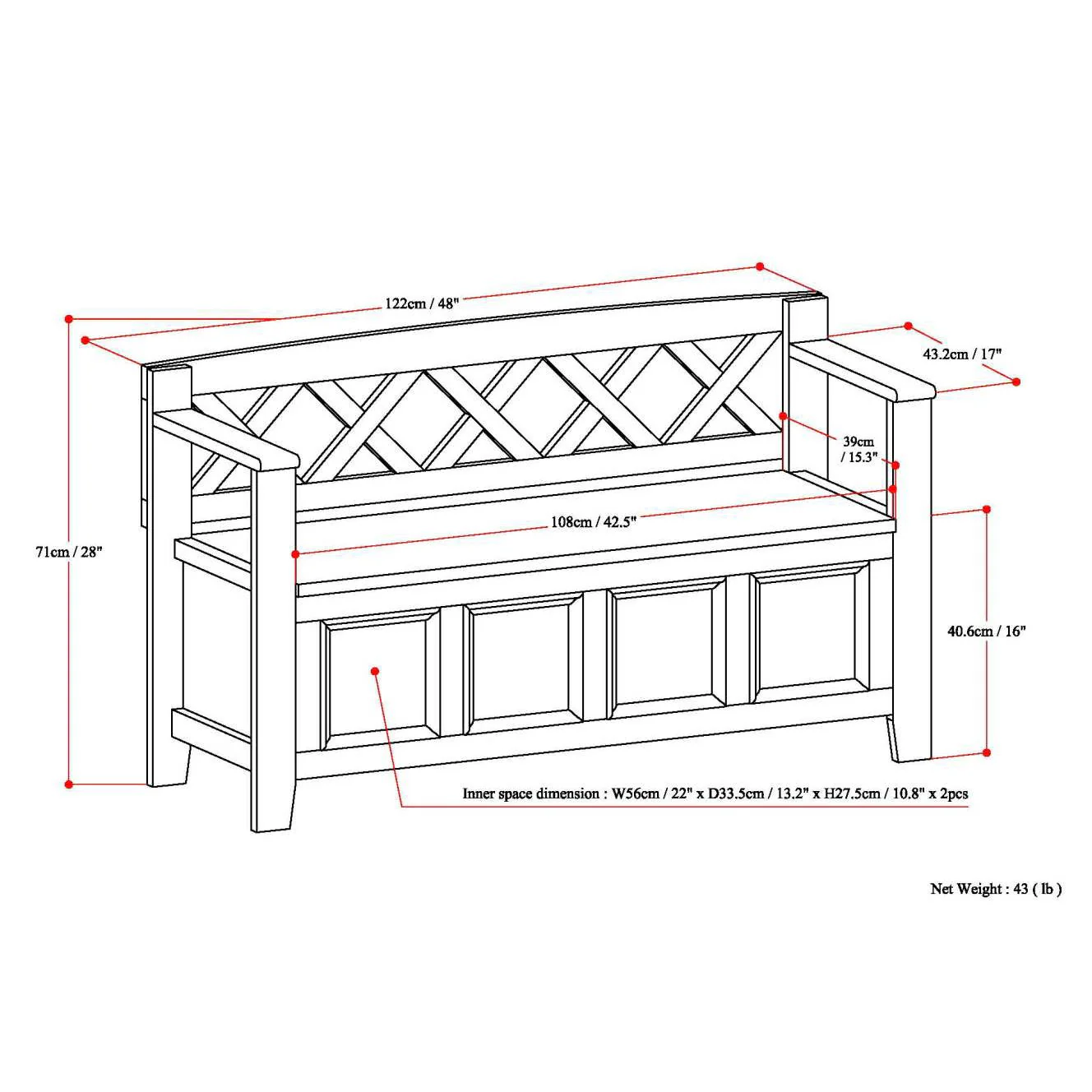 Amherst - Handcrafted Entryway Storage Bench - Image 61