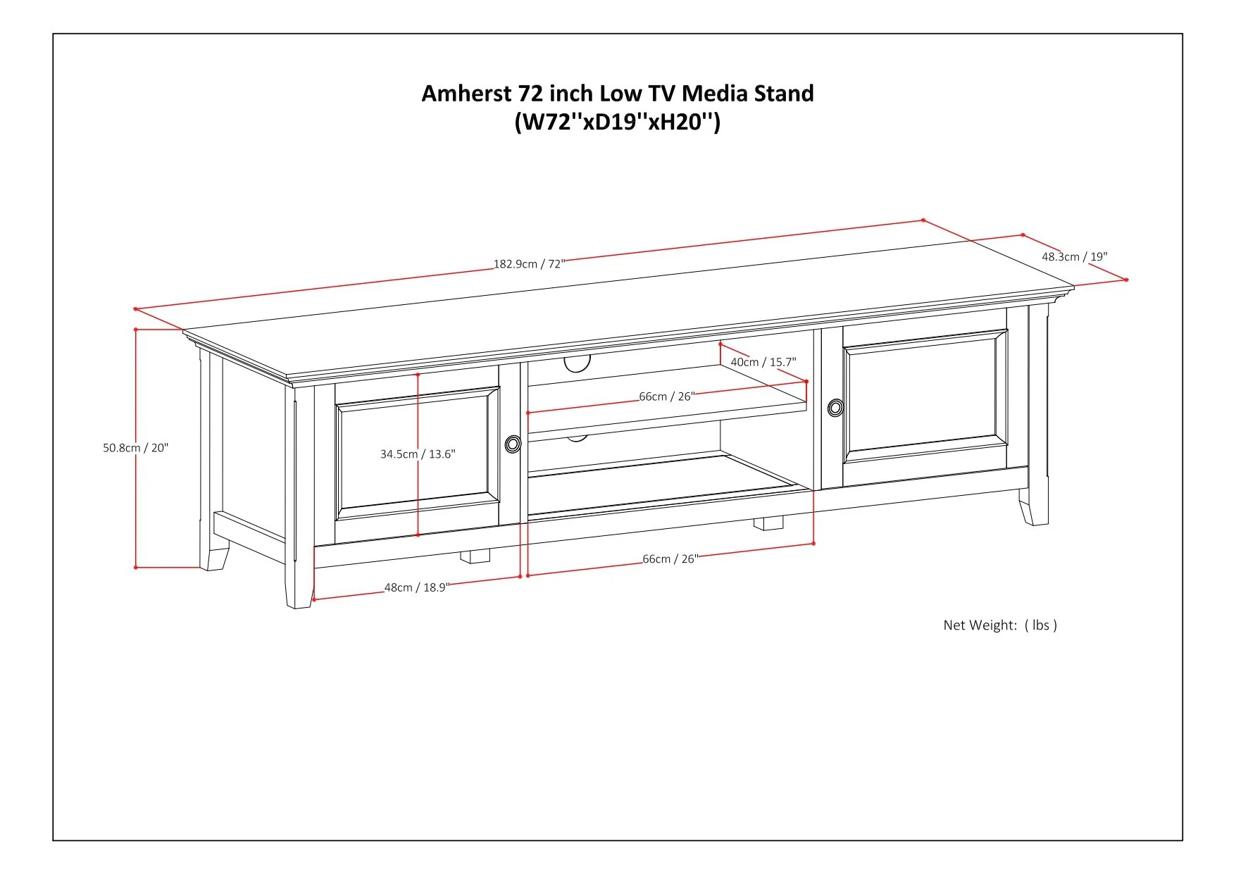 Amherst - Low TV Media Stand - Hickory Brown - Image 7