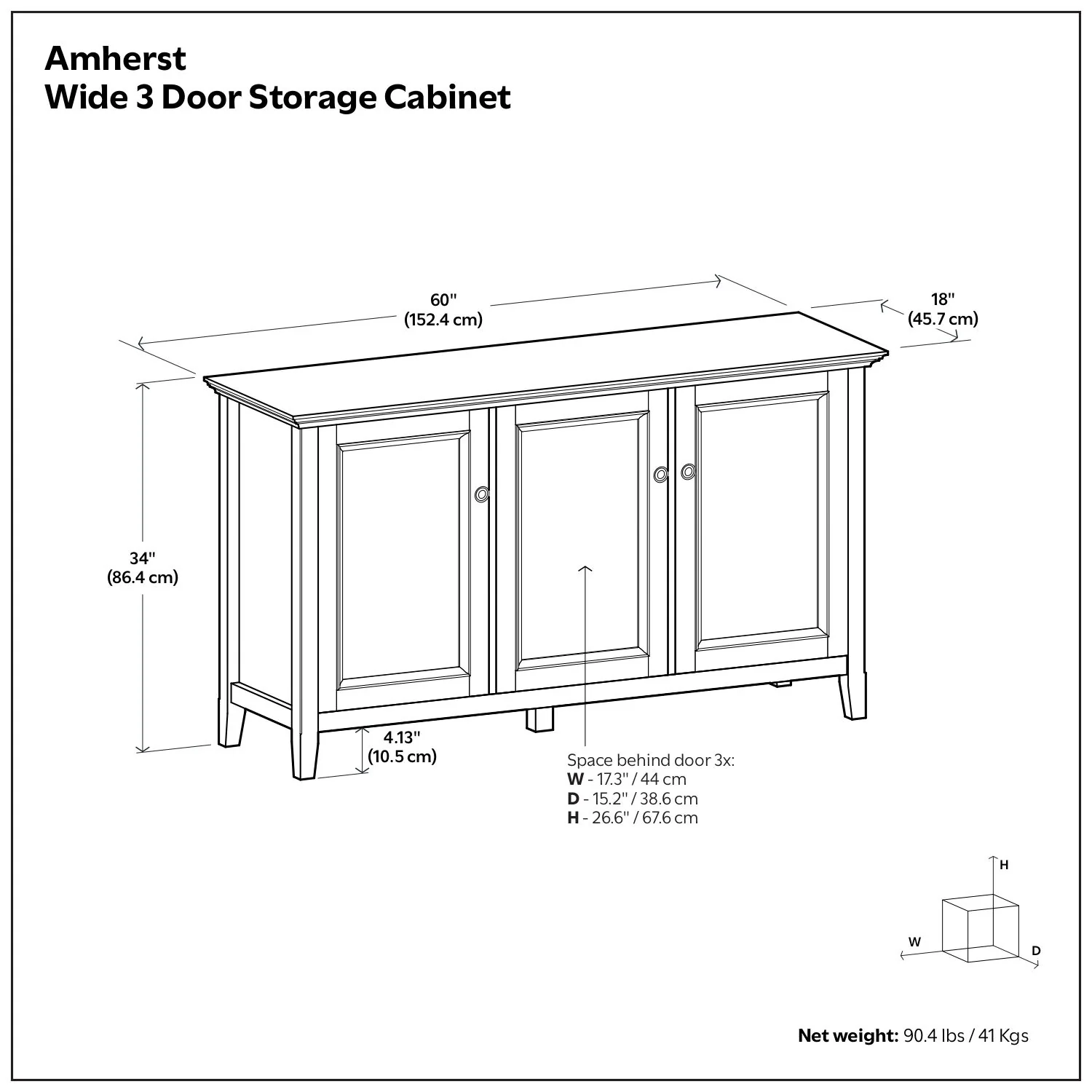 Amherst - Wide 3 Door Storage Cabinet - Hickory Brown - Image 2