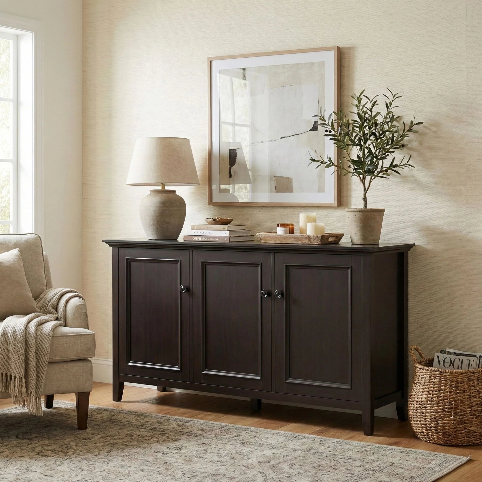 Amherst - Wide 3 Door Storage Cabinet - Hickory Brown - Image 3