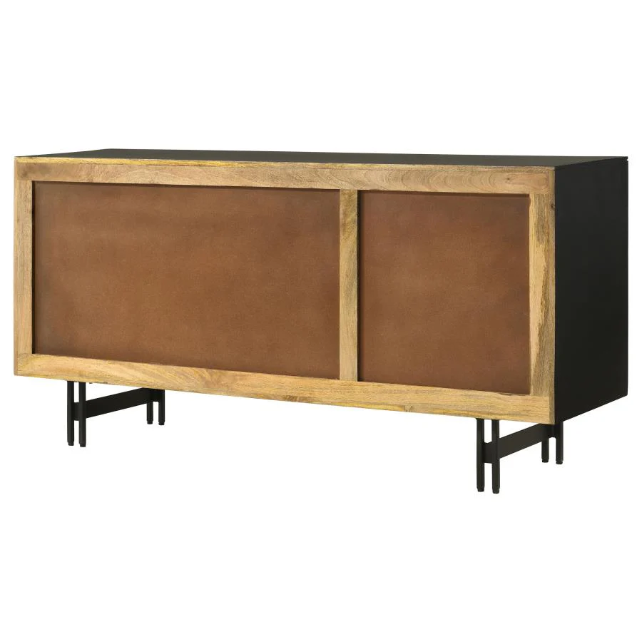 Aminah - 3 Door Wood Accent Cabinet - Natural And Black - Image 10