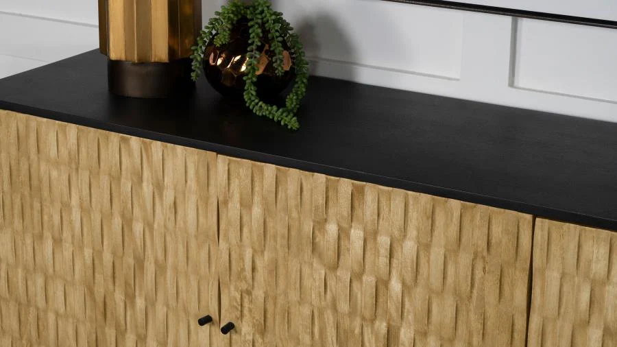Aminah - 3 Door Wood Accent Cabinet - Natural And Black - Image 13