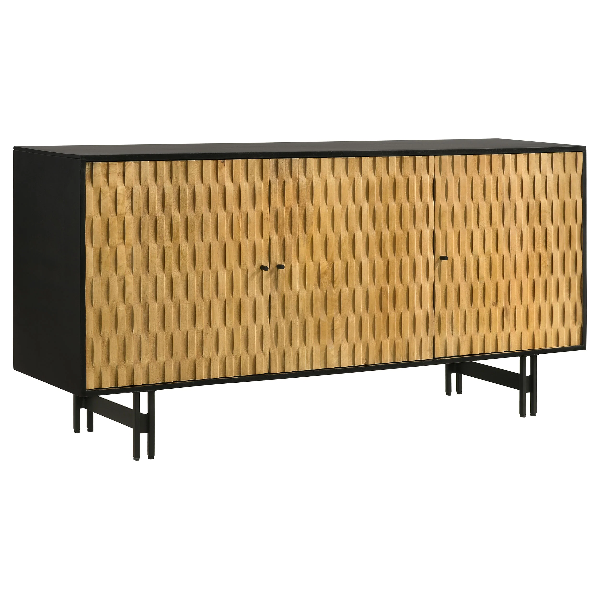 Aminah - 3 Door Wood Accent Cabinet - Natural And Black - Image 15