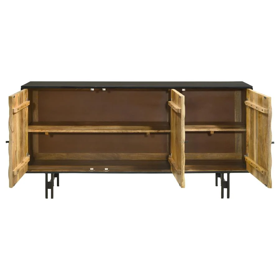 Aminah - 3 Door Wood Accent Cabinet - Natural And Black - Image 6