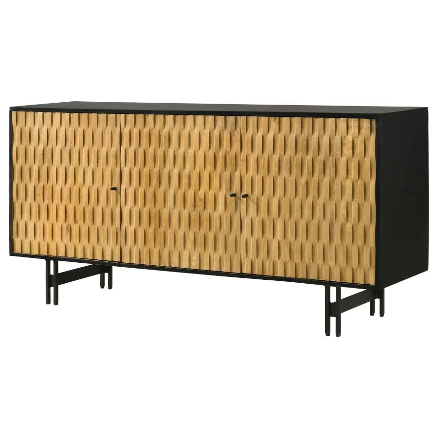 Aminah - 3 Door Wood Accent Cabinet - Natural And Black - Image 7