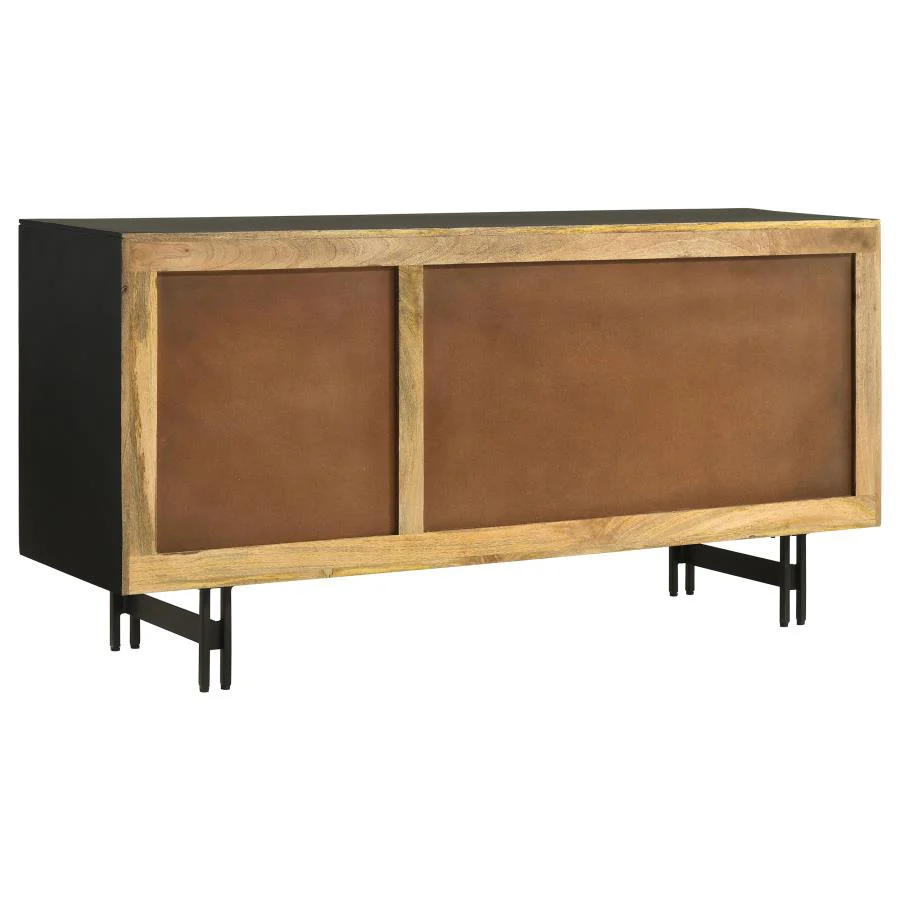 Aminah - 3 Door Wood Accent Cabinet - Natural And Black - Image 9