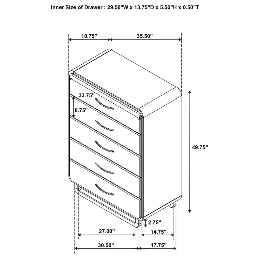 Amsbury - 5-Drawer Chest Of Drawers - Nutmeg - Image 12