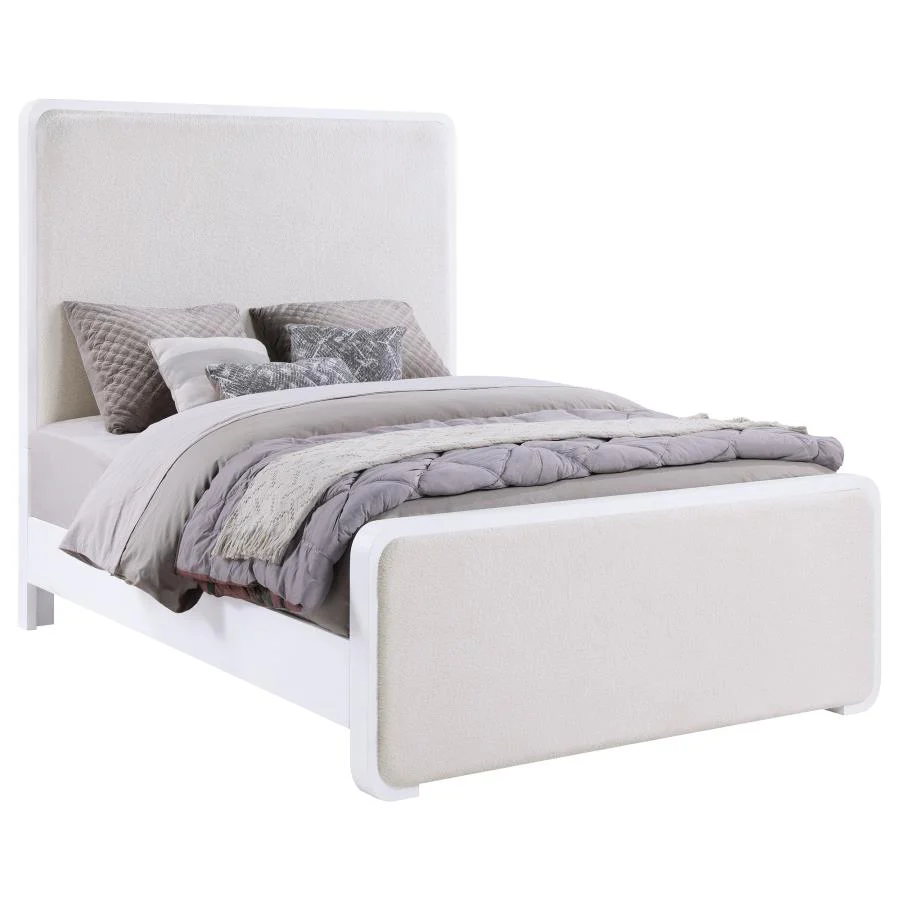 Anastasia Upholstered Panel Bed Pearl White - Image 6
