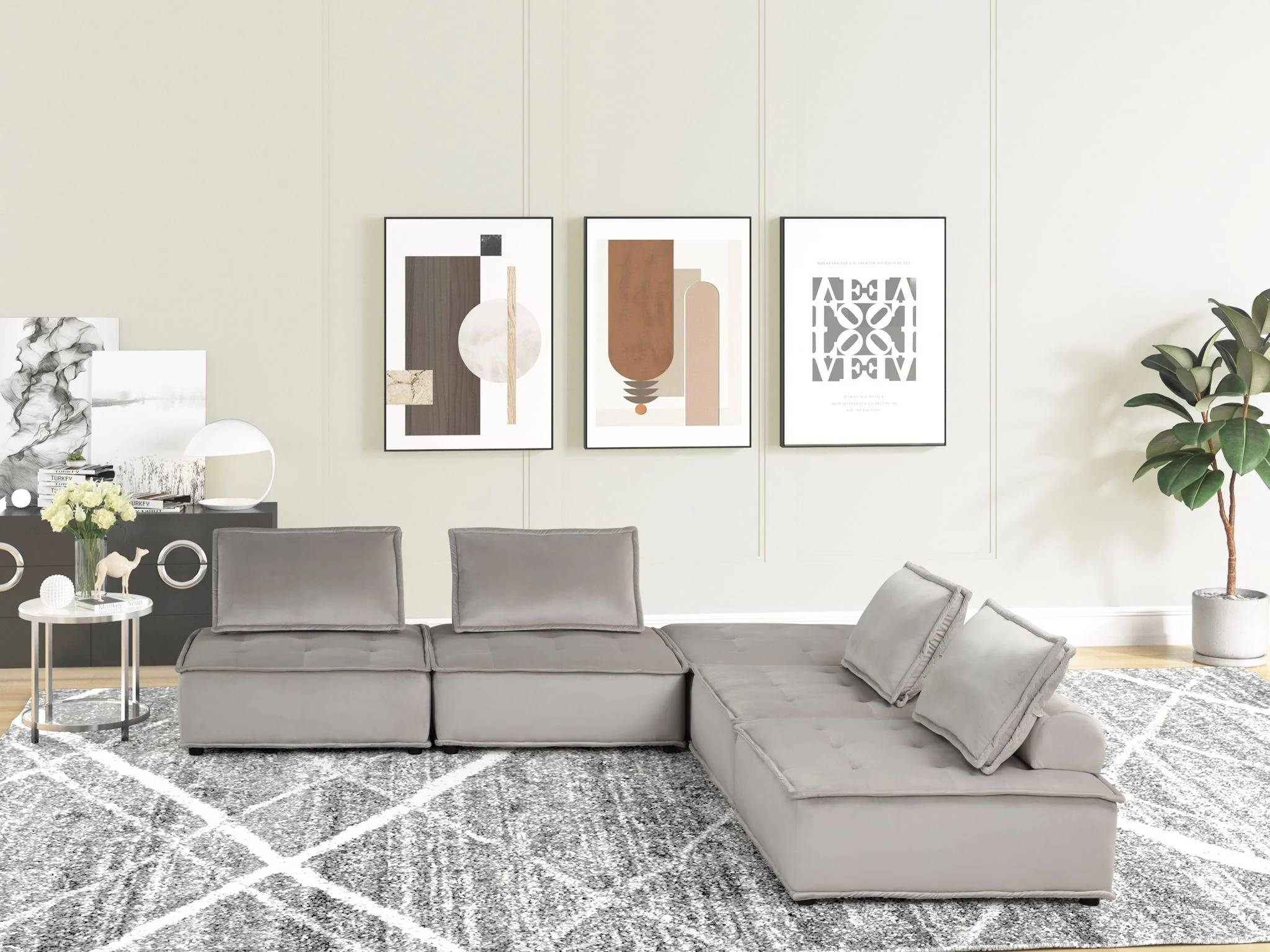 Anna - Stylish Sectional Sofa Ottoman - Image 5