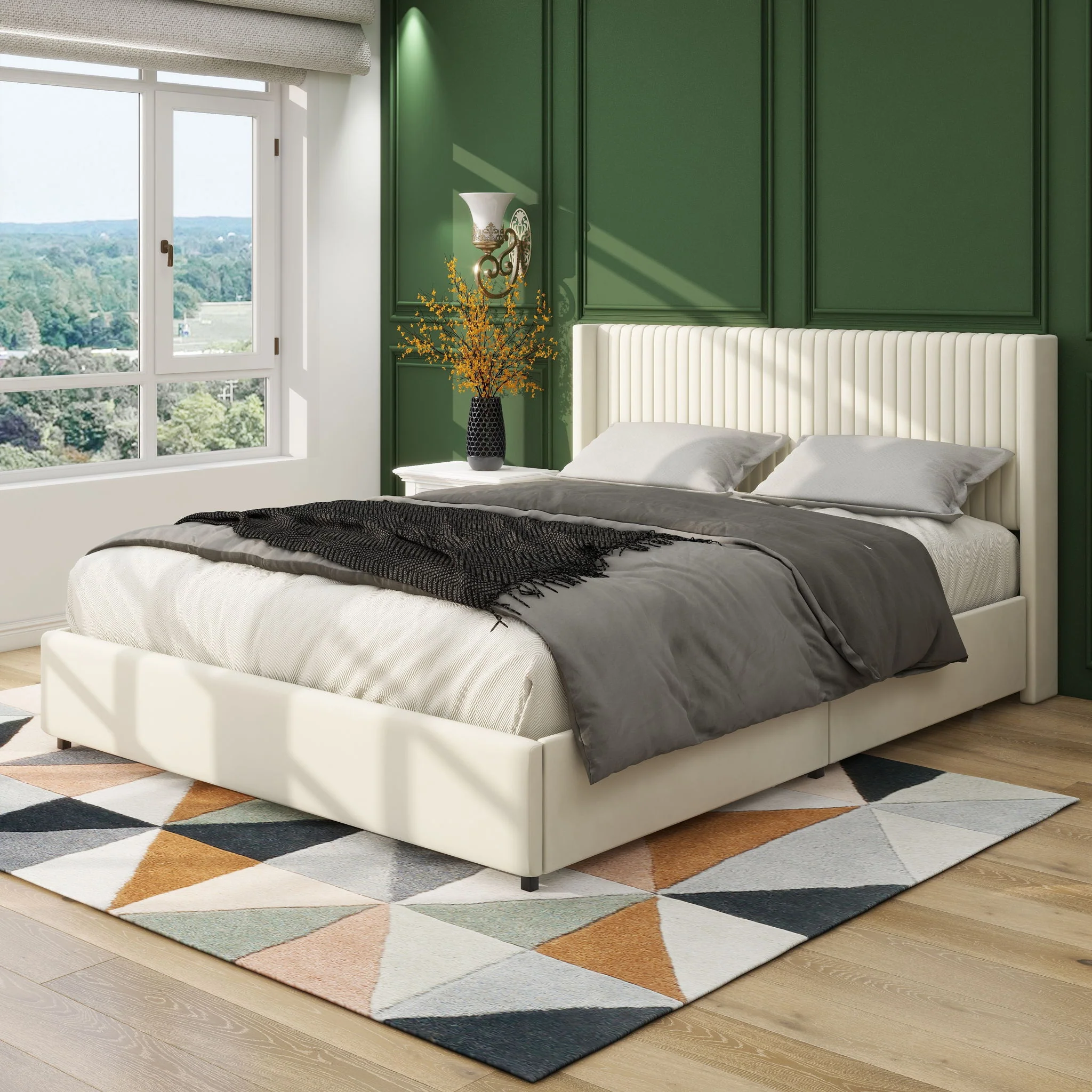 Anna - Upholstered Wingback Platform Bed With 4 Drawers Storage - Image 10