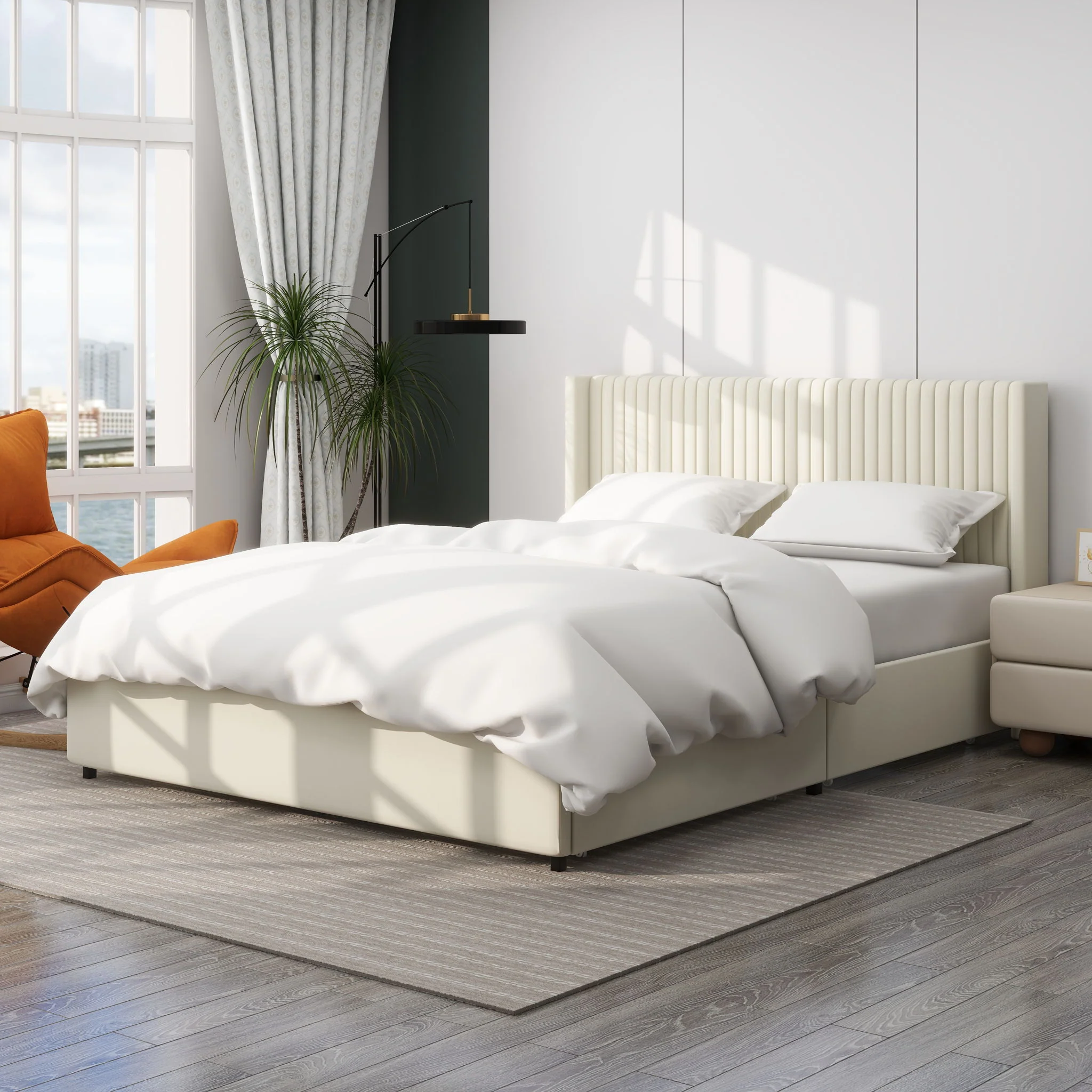 Anna - Upholstered Wingback Platform Bed With 4 Drawers Storage - Image 11