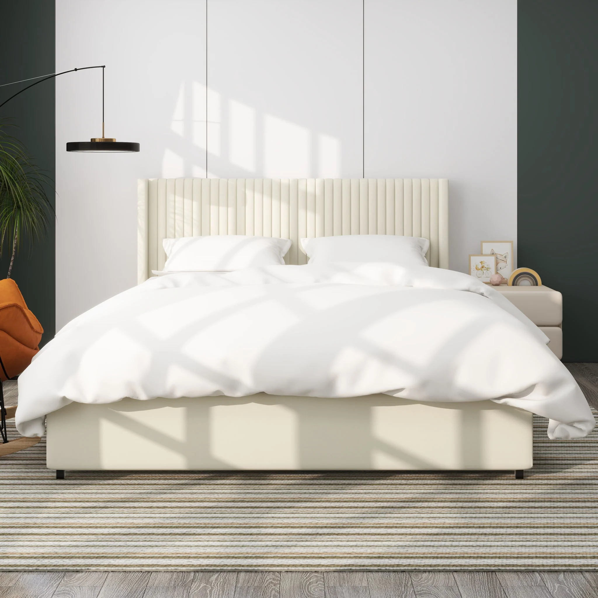 Anna - Upholstered Wingback Platform Bed With 4 Drawers Storage - Image 13