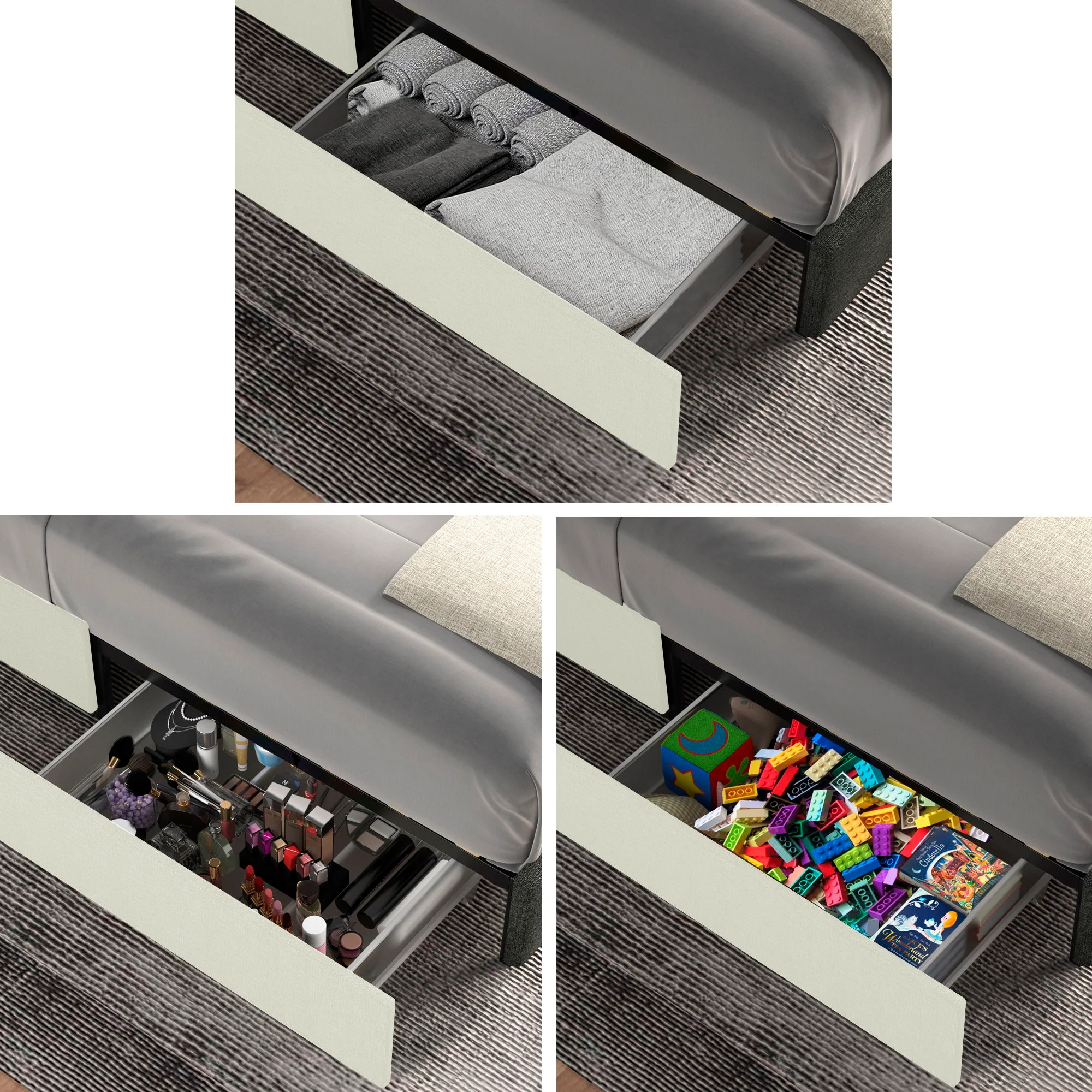 Anna - Upholstered Wingback Platform Bed With 4 Drawers Storage - Image 15