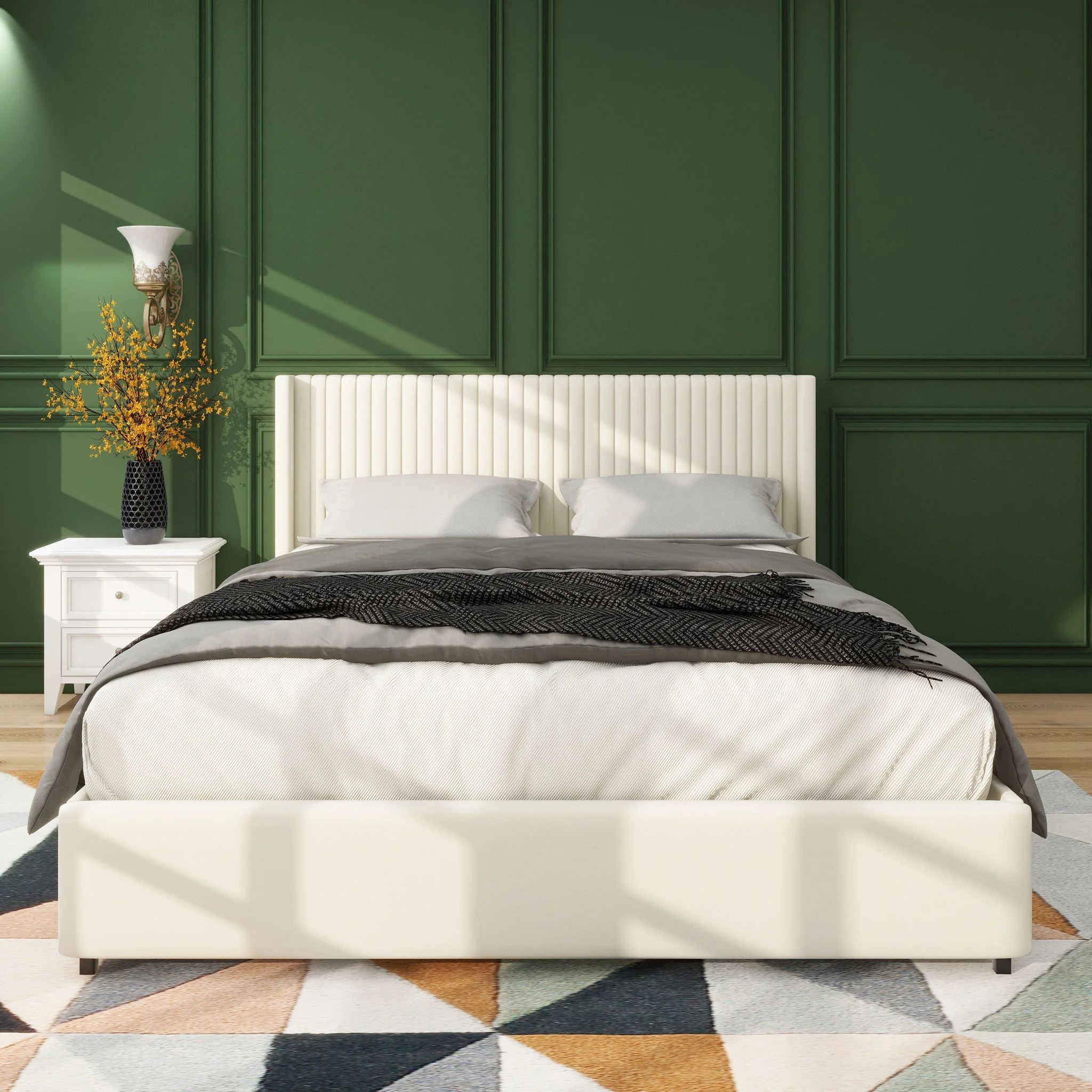 Anna - Upholstered Wingback Platform Bed With 4 Drawers Storage - Image 5