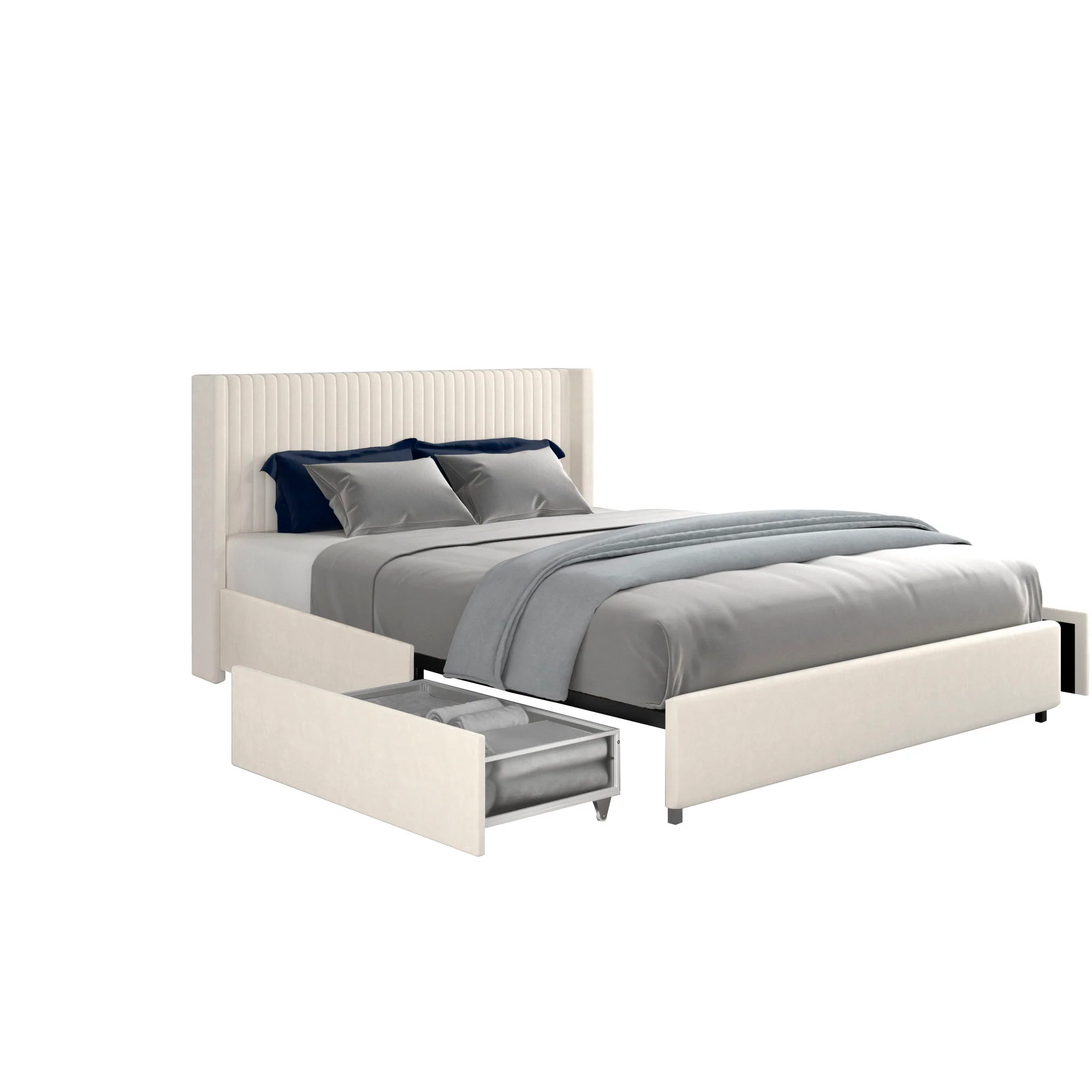 Anna - Upholstered Wingback Platform Bed With 4 Drawers Storage - Image 9