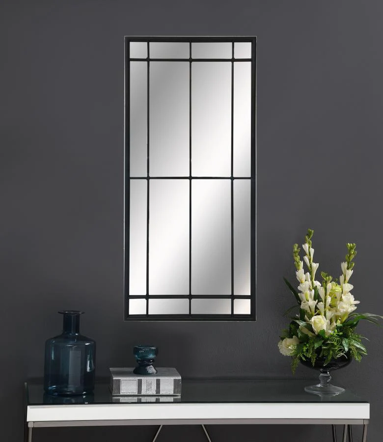 Annetta - Window Pane Floor Or Wall Mirror - Black - Image 2