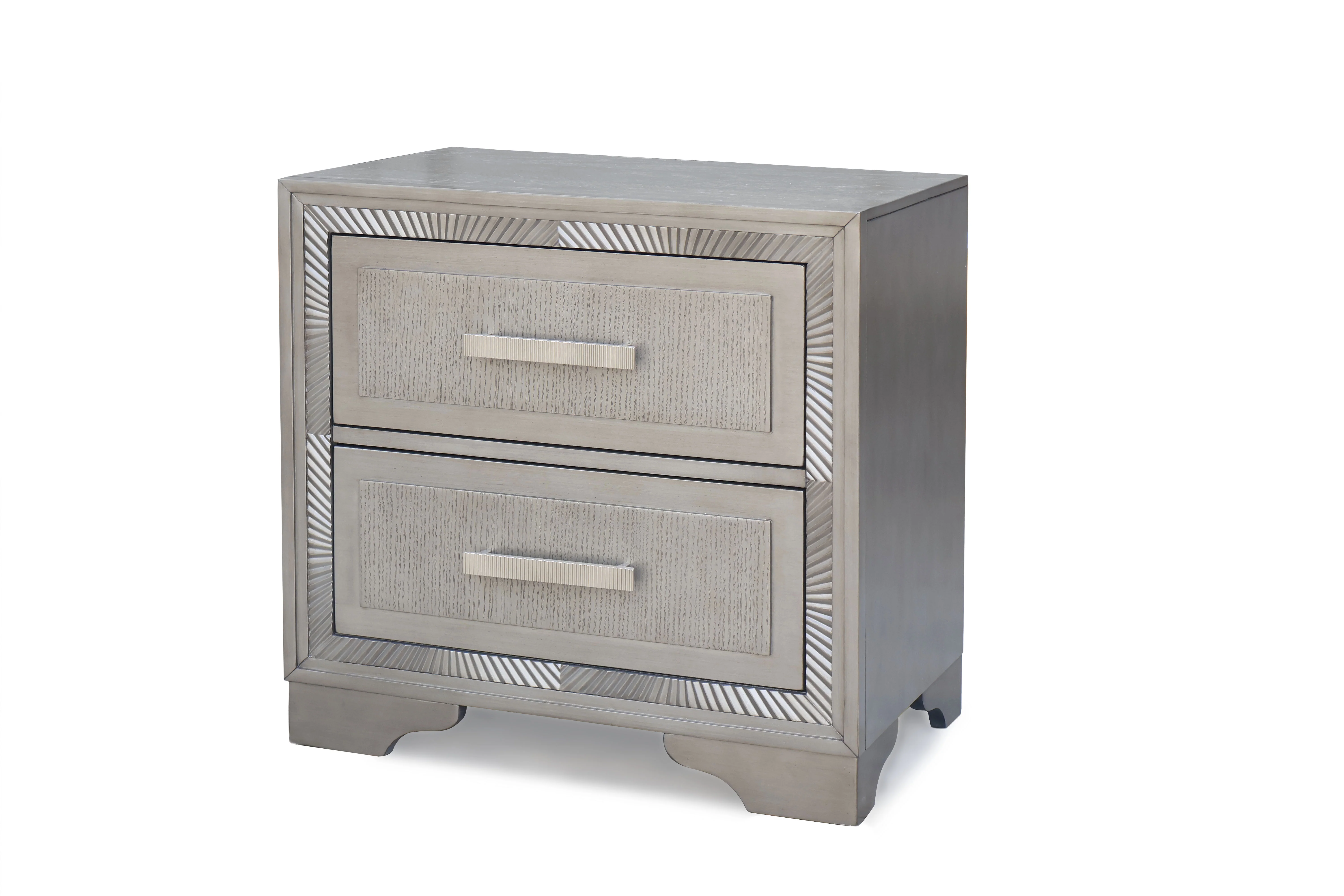 Antique Grey Nightstand with Felt-Lined Top Drawer