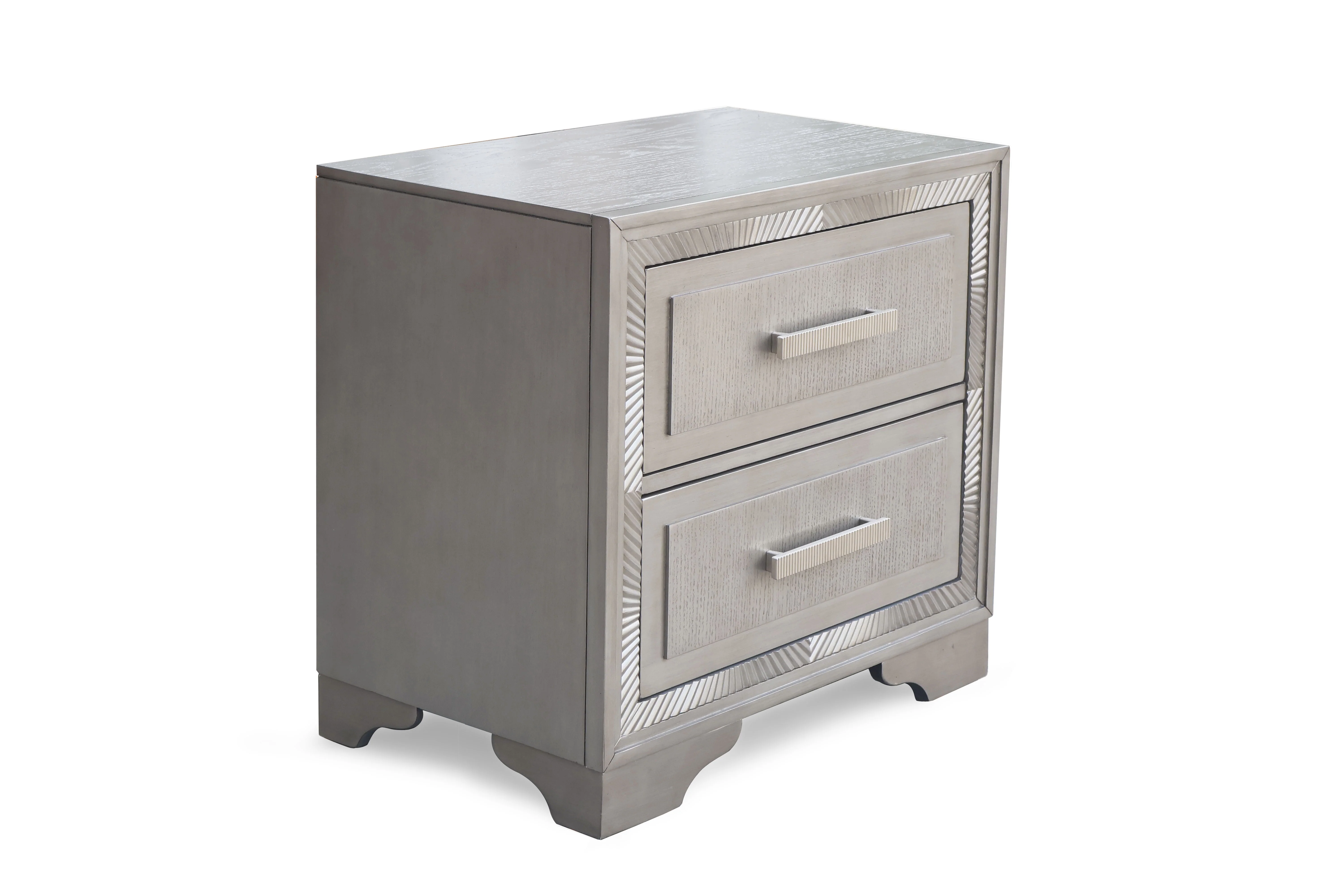 Antique Grey Nightstand with Felt-Lined Top Drawer - Image 3