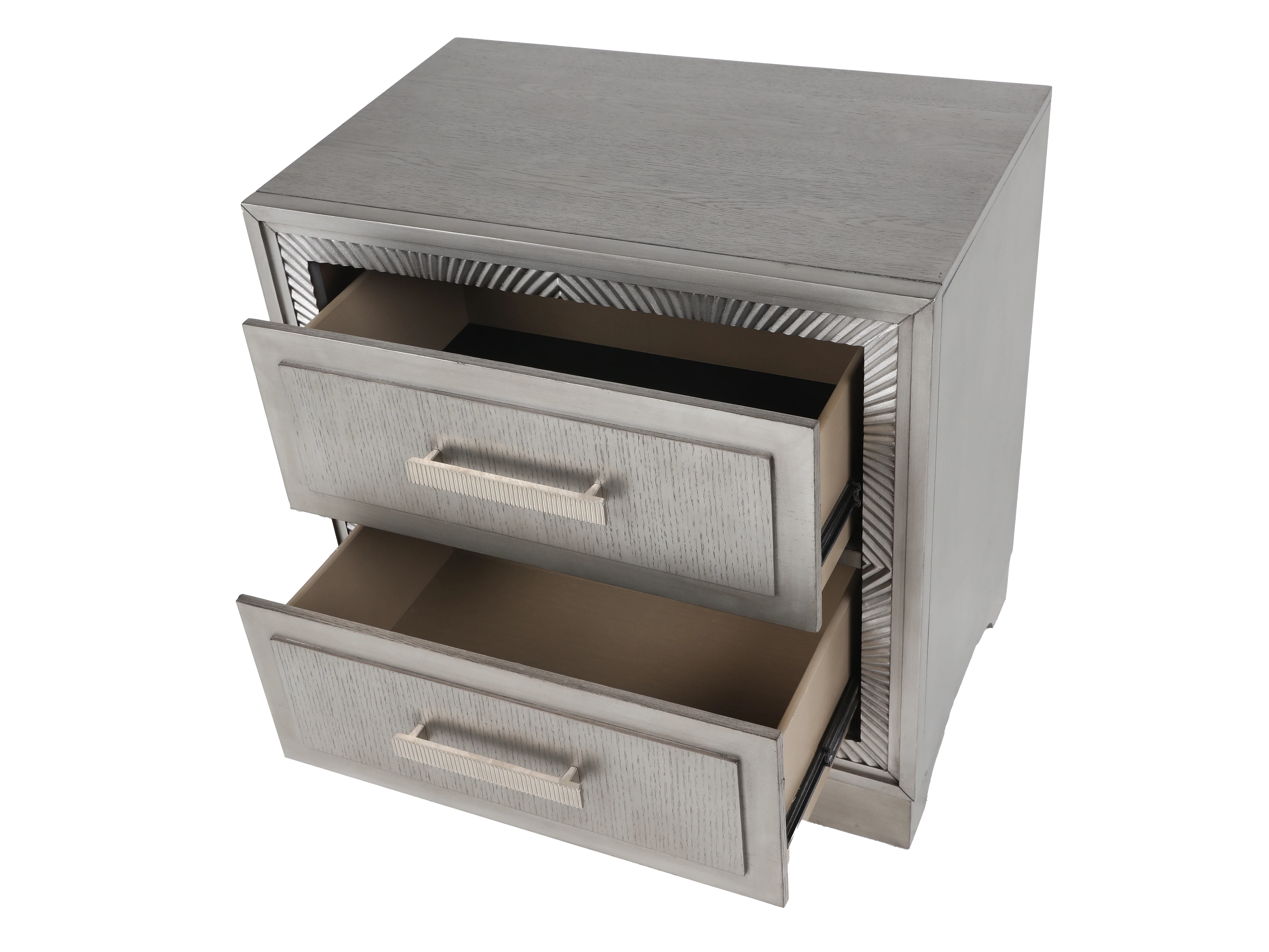 Antique Grey Nightstand with Felt-Lined Top Drawer - Image 5