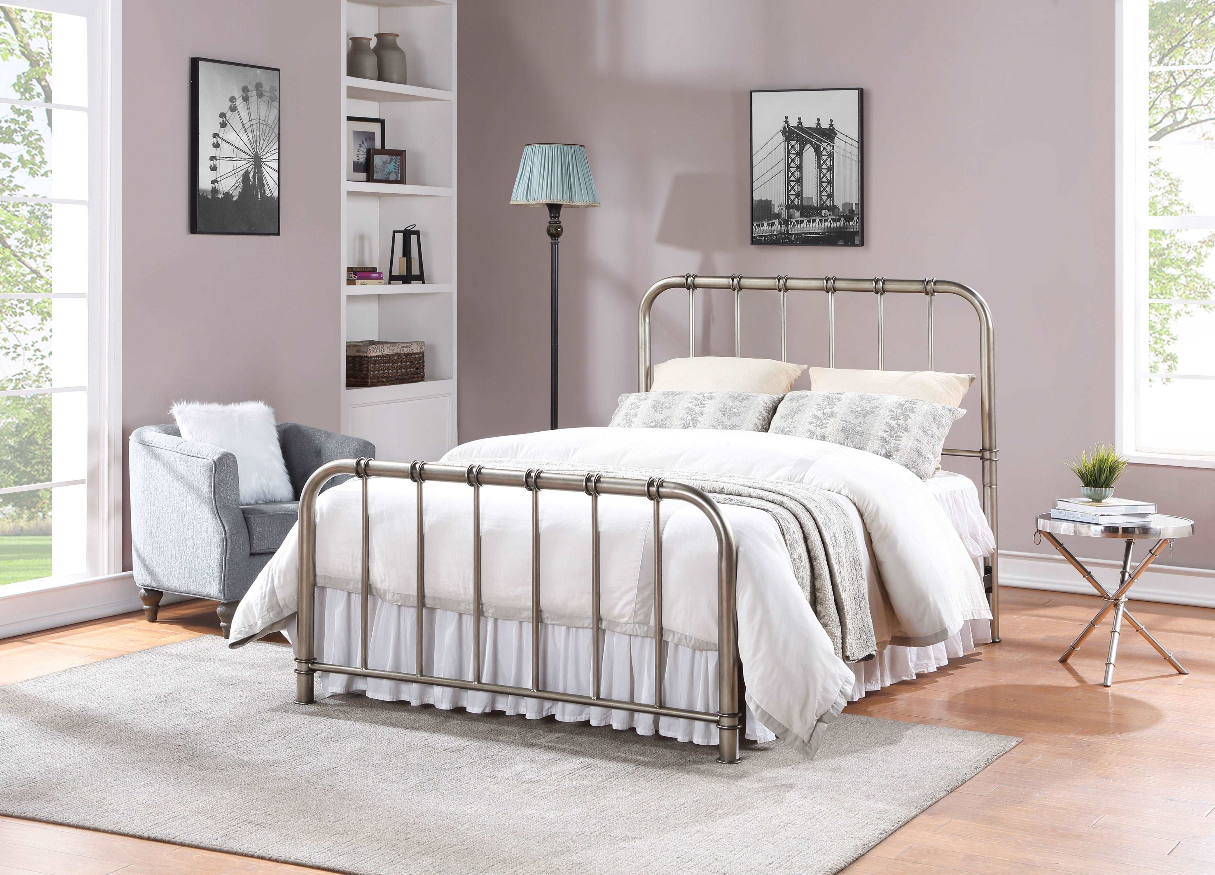 Antique Nickel Full Metal Bed