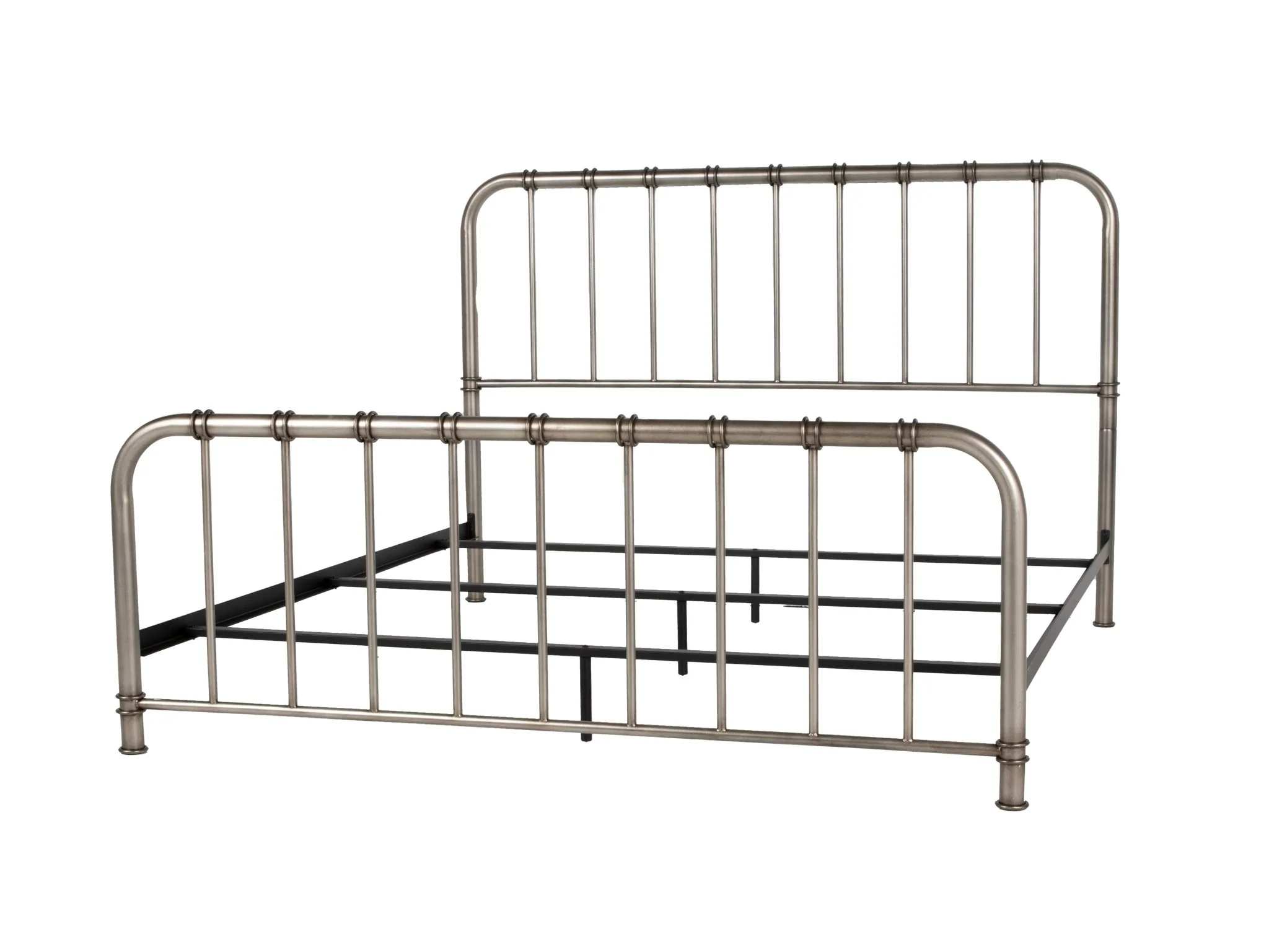 Antique Nickel King Metal Bed - Image 5