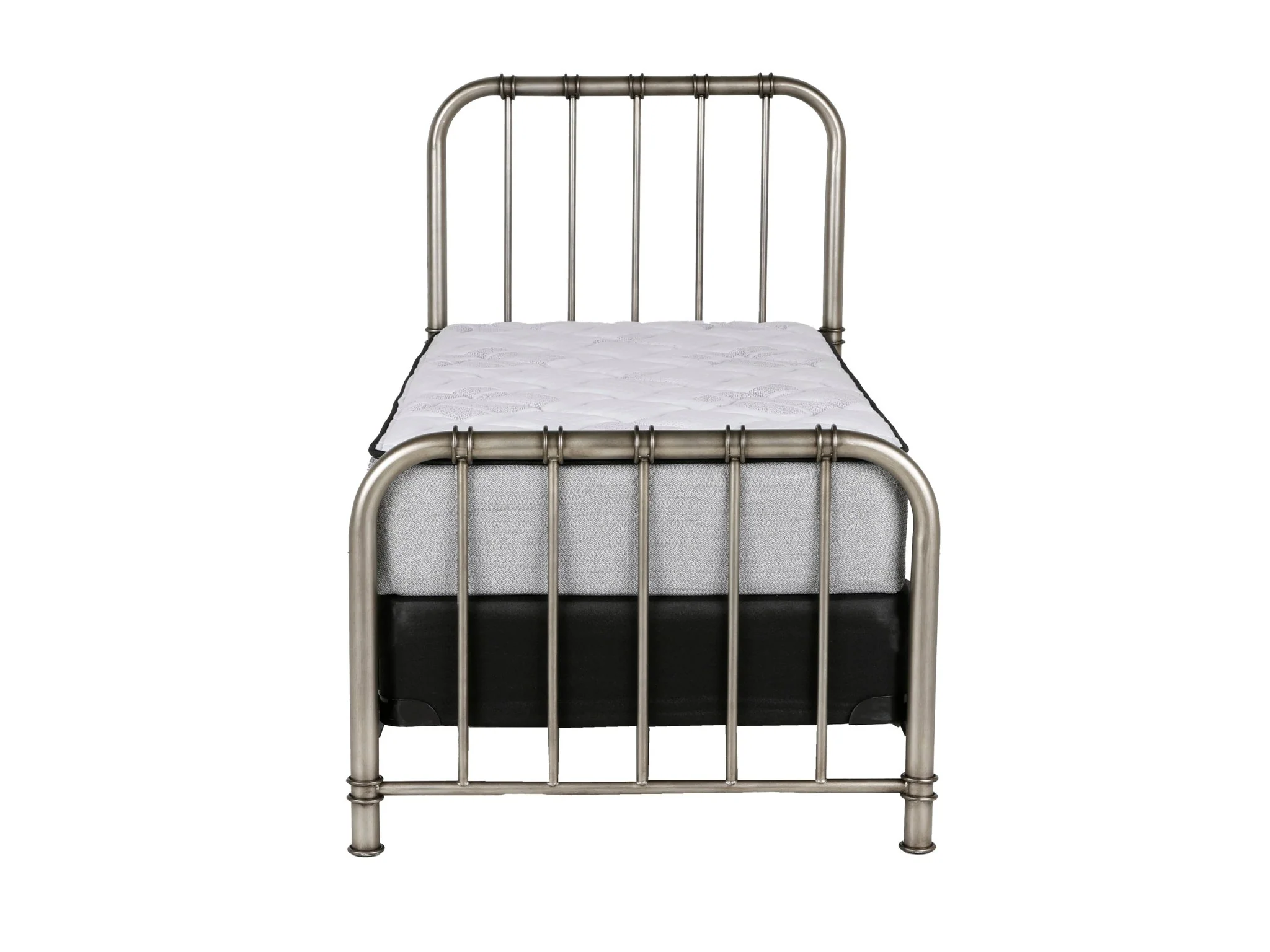 Antique Nickel Twin Metal Bed - Image 3