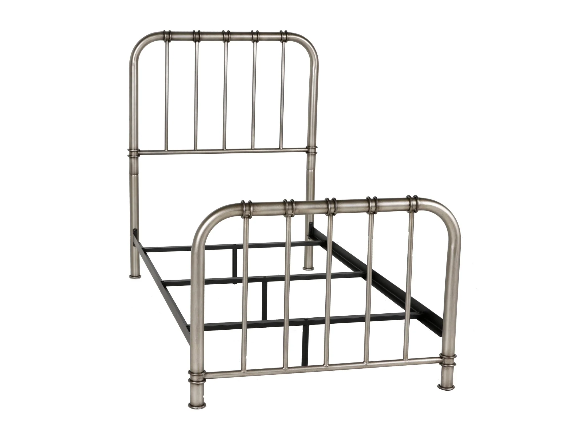 Antique Nickel Twin Metal Bed - Image 4