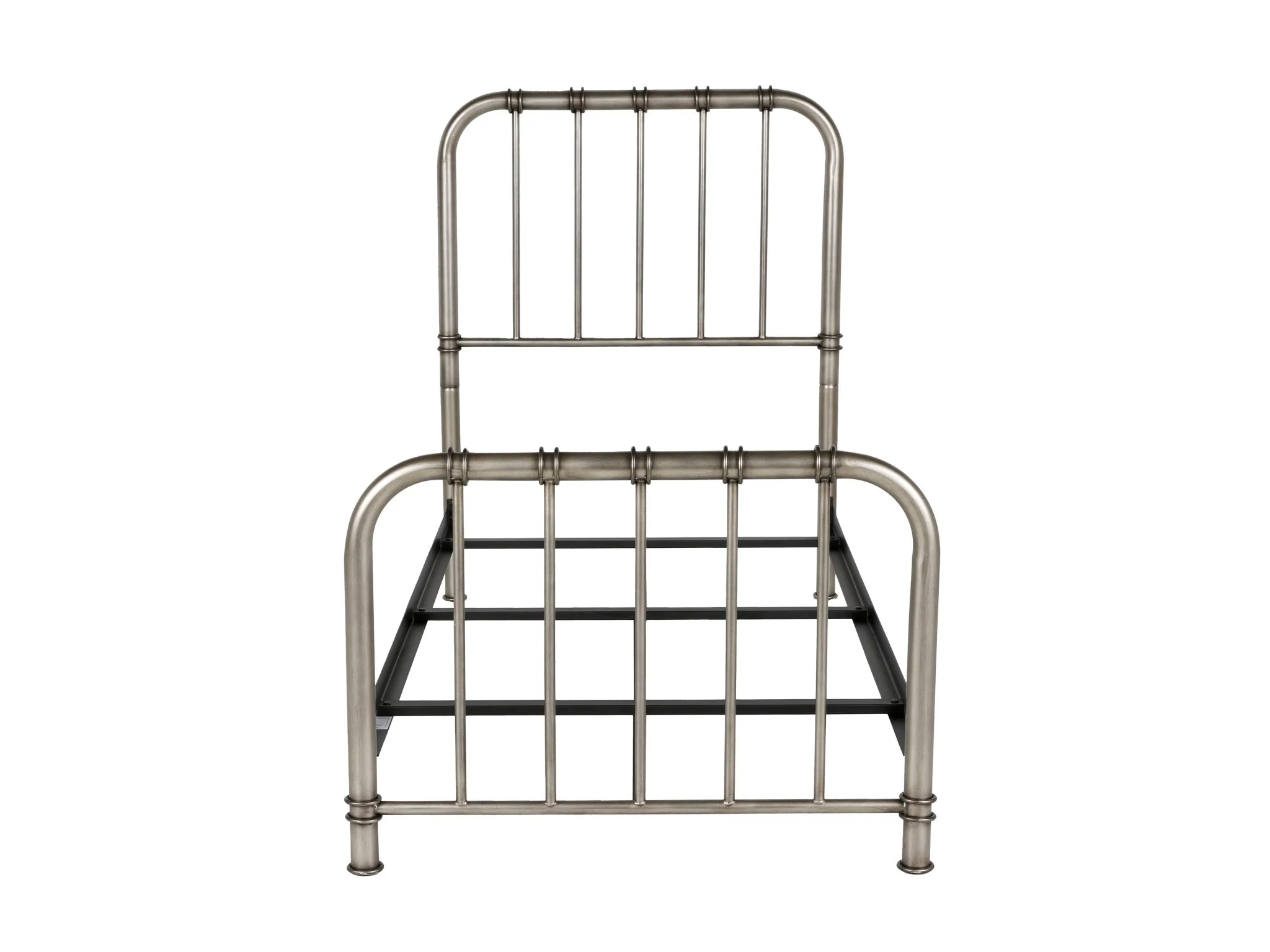 Antique Nickel Twin Metal Bed - Image 5
