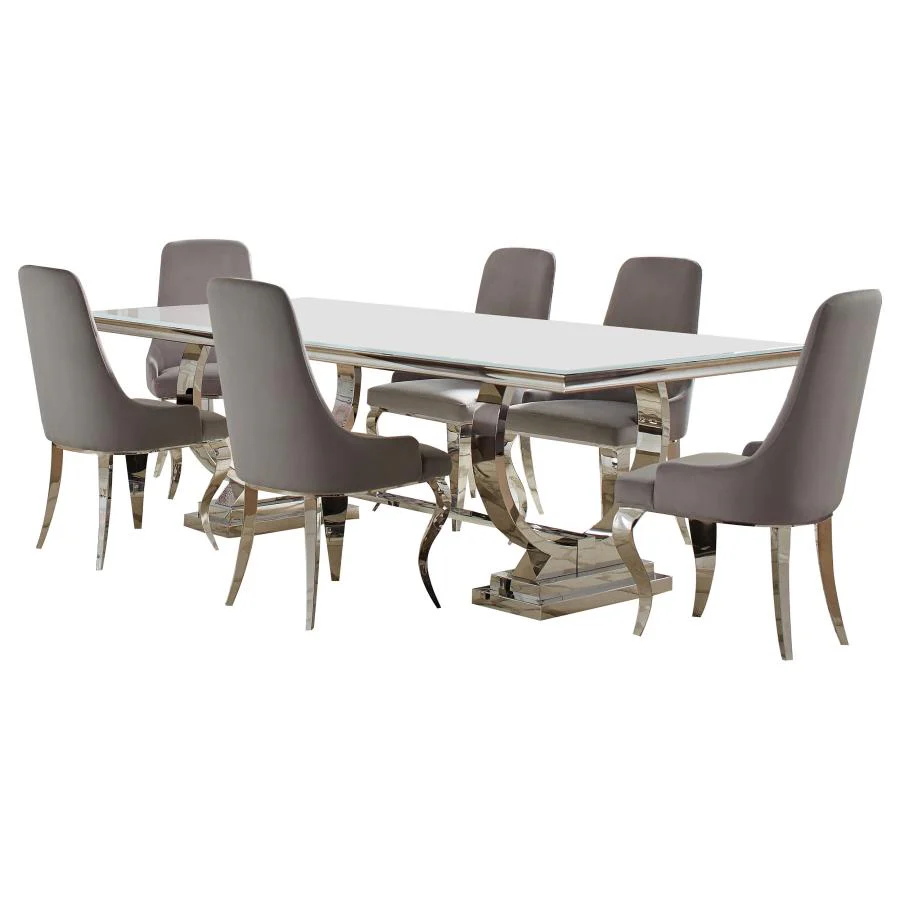 Antoine Rectangular Glass Top Dining Table Set Grey - Image 2