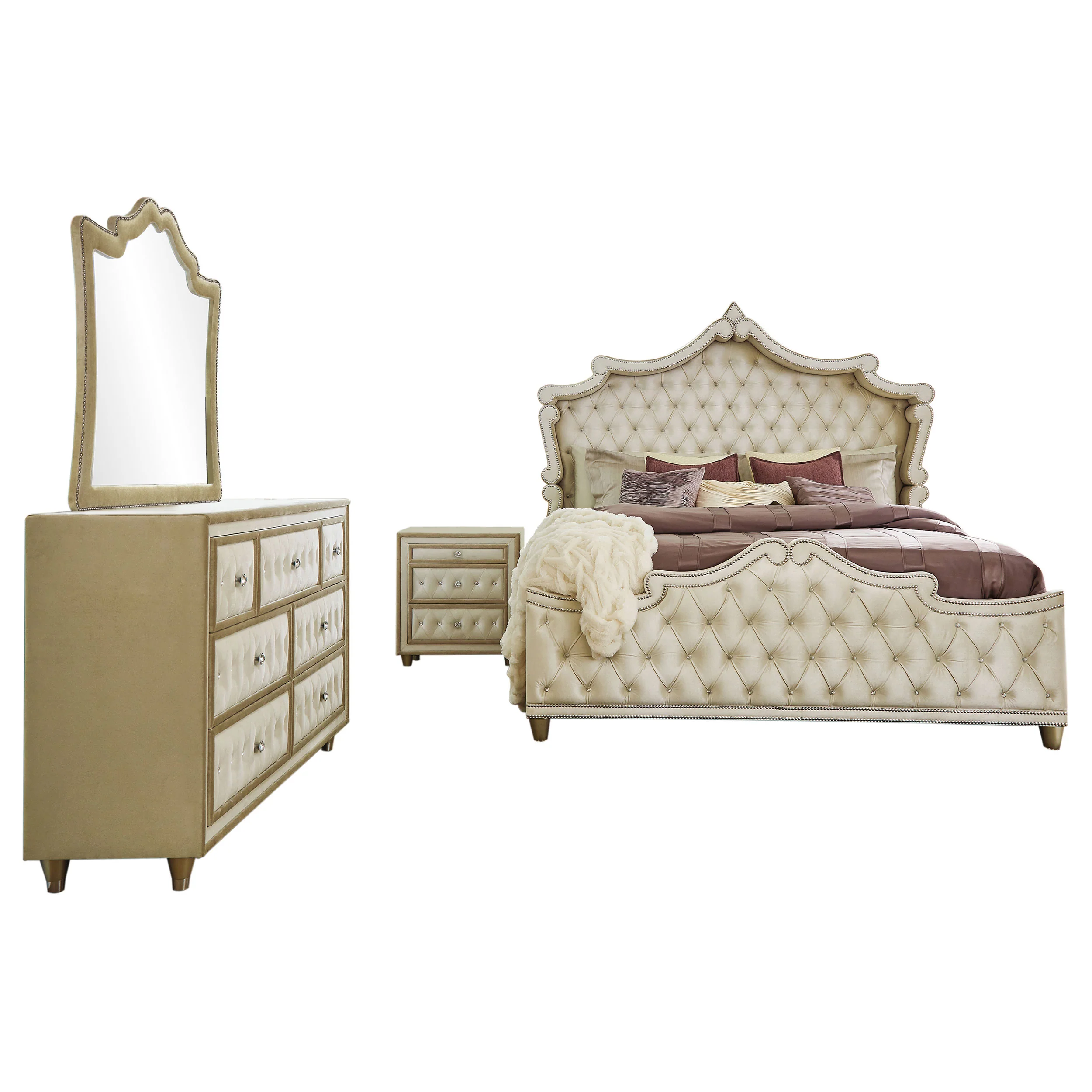 Antonella 5-piece Eastern King Bedroom Set Ivory - Image 8
